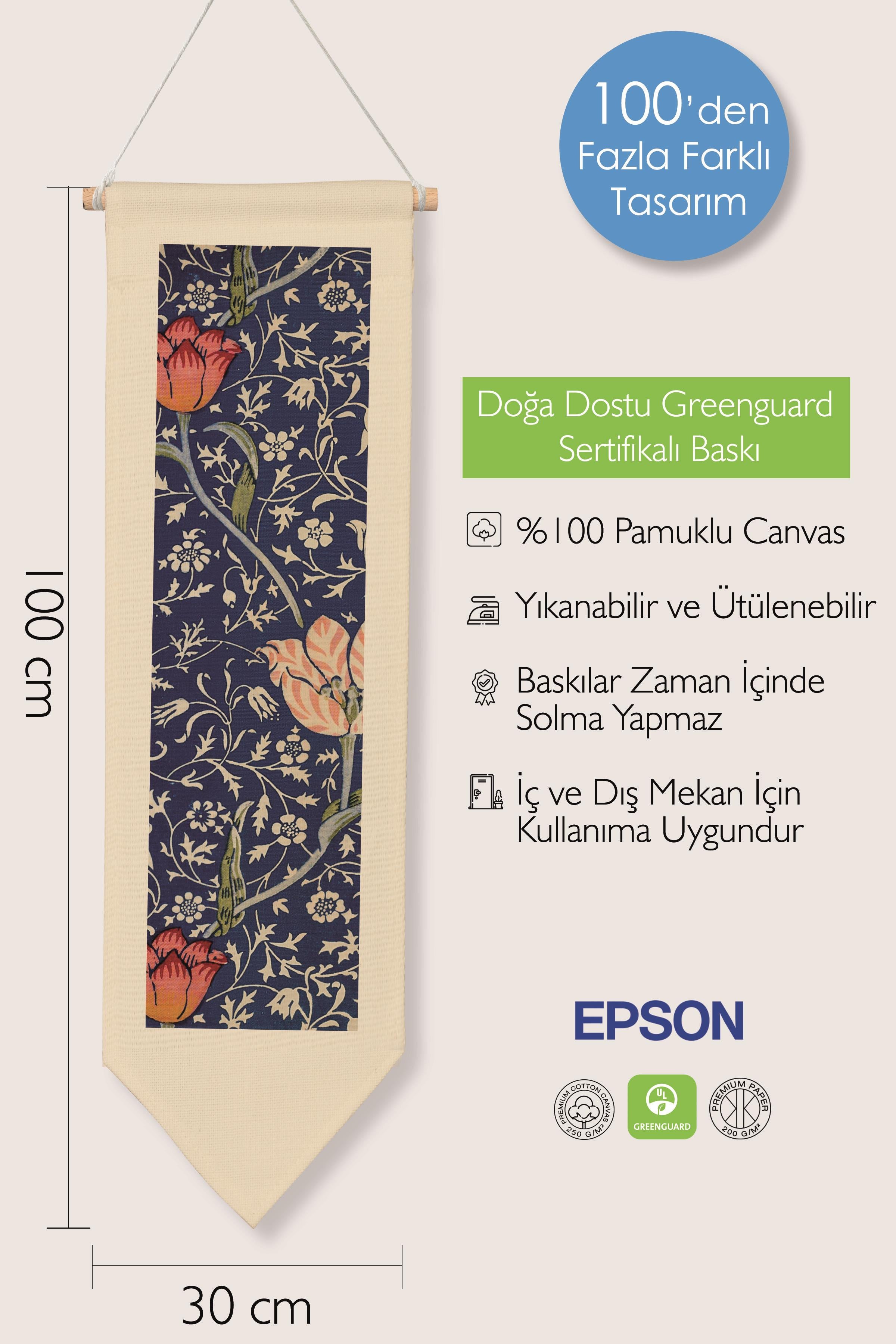 William Morisse Duvar Halısı, Sanat Serisi Dekor, 100cm Kanvas Flama Askılı Duvar Örtüsü NO:692