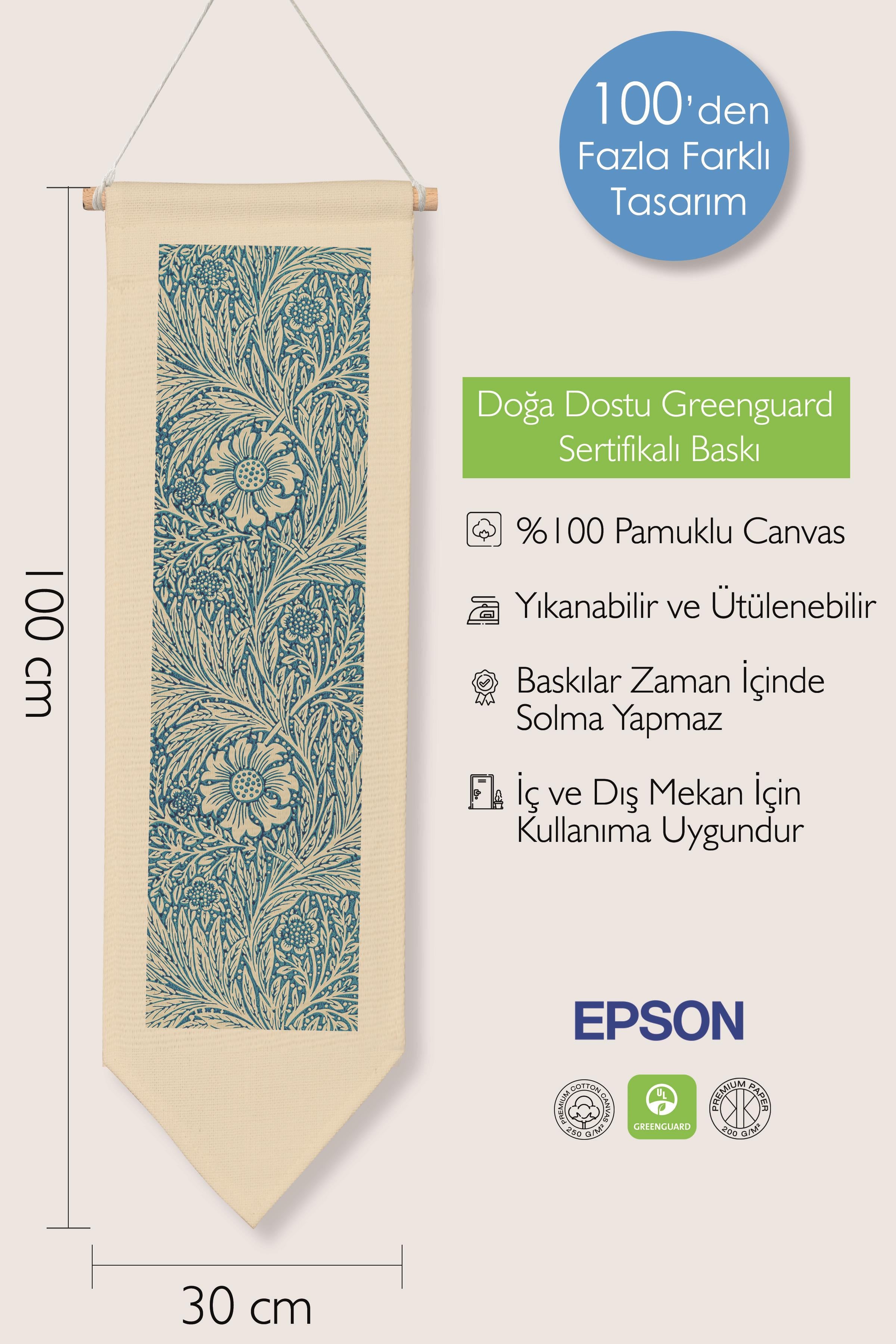 William Morisse Duvar Halısı, Sanat Serisi Dekor, 100cm Kanvas Flama Askılı Duvar Örtüsü NO:694