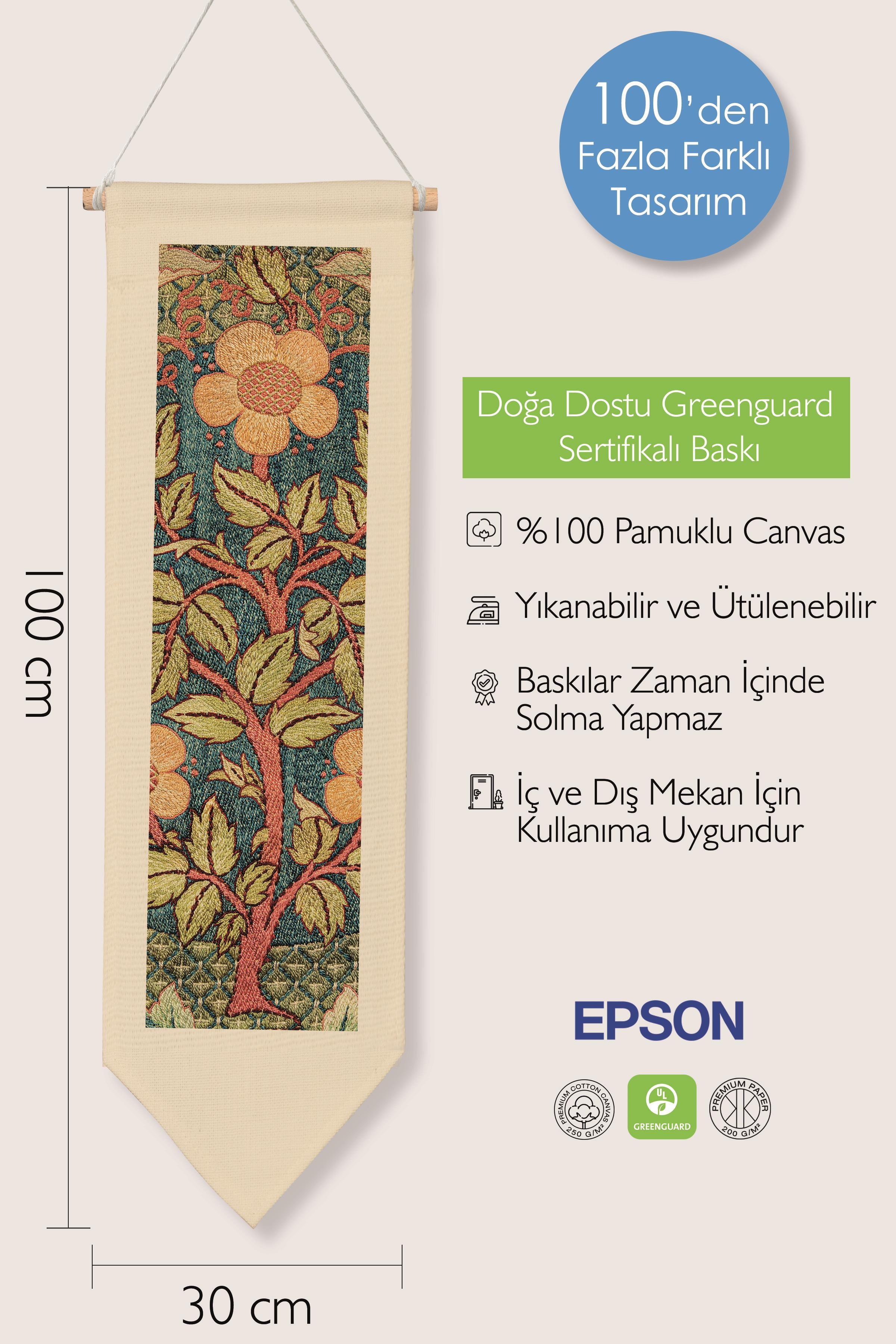 William Morisse Duvar Halısı, Sanat Serisi Dekor, 100cm Kanvas Flama Askılı Duvar Örtüsü NO:696