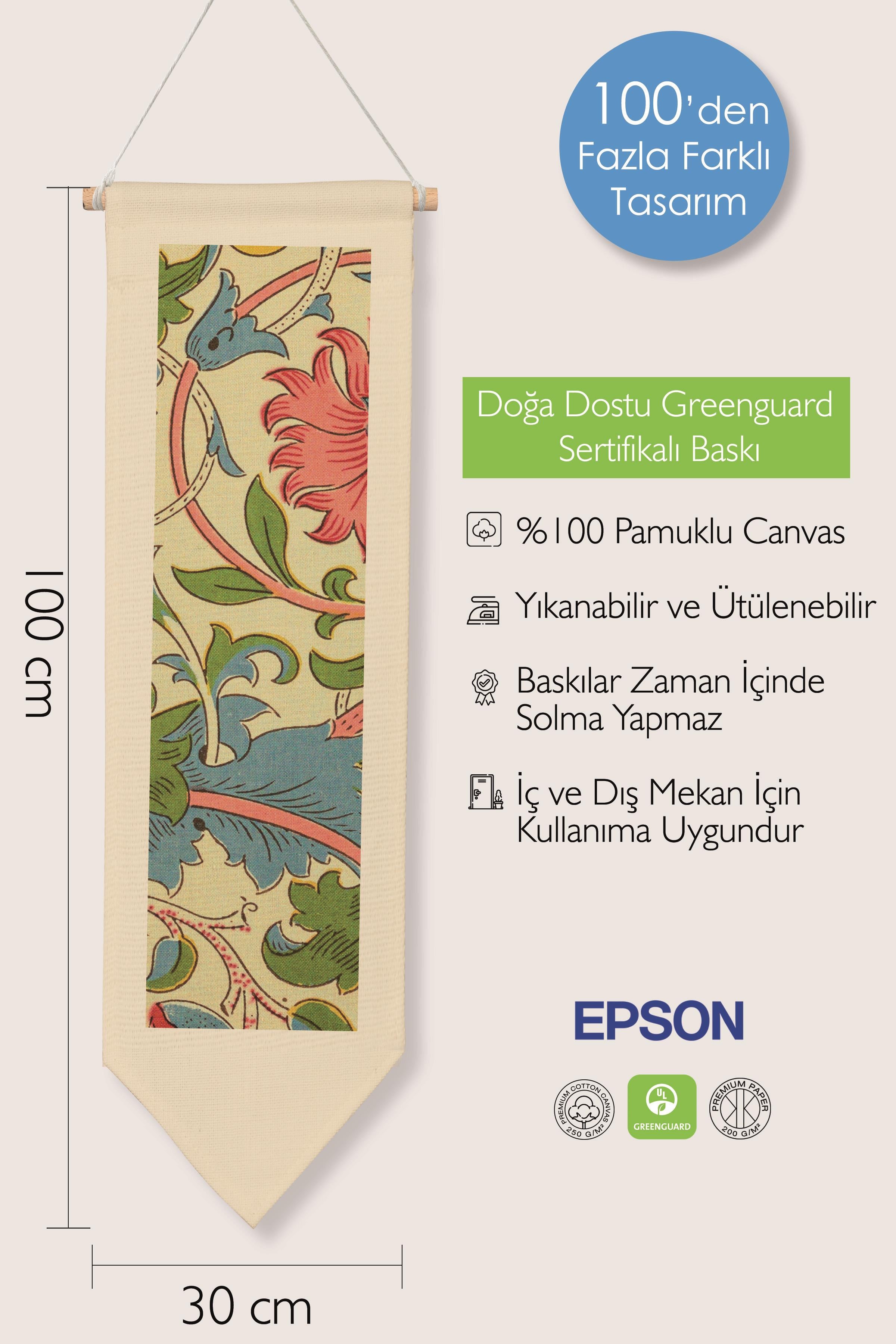 William Morisse Duvar Halısı, Sanat Serisi Dekor, 100cm Kanvas Flama Askılı Duvar Örtüsü NO:699