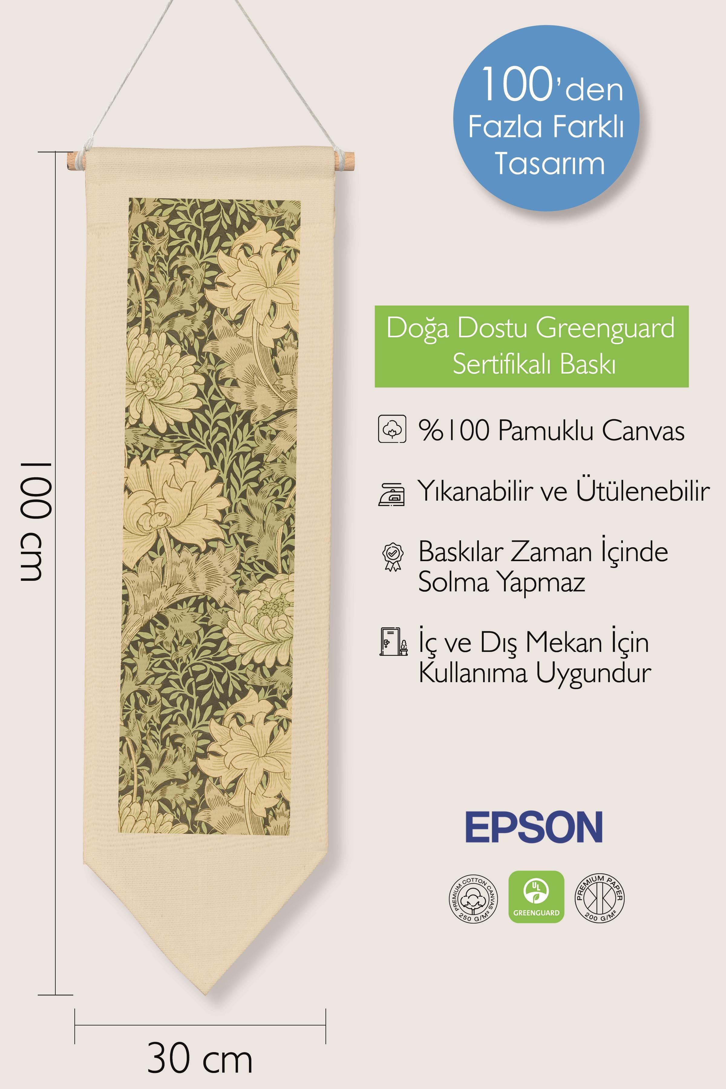 William Morisse Duvar Halısı, Sanat Serisi Dekor, 100cm Kanvas Flama Askılı Duvar Örtüsü NO:701