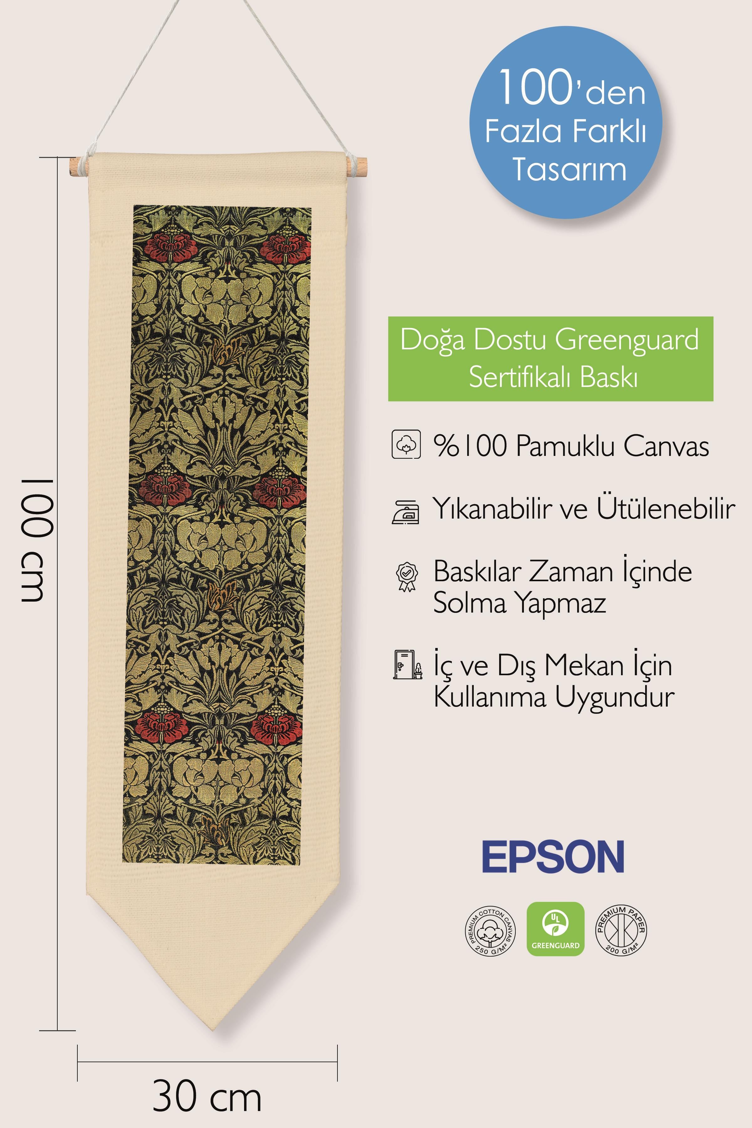 William Morisse Duvar Halısı, Sanat Serisi Dekor, 100cm Kanvas Flama Askılı Duvar Örtüsü NO:707