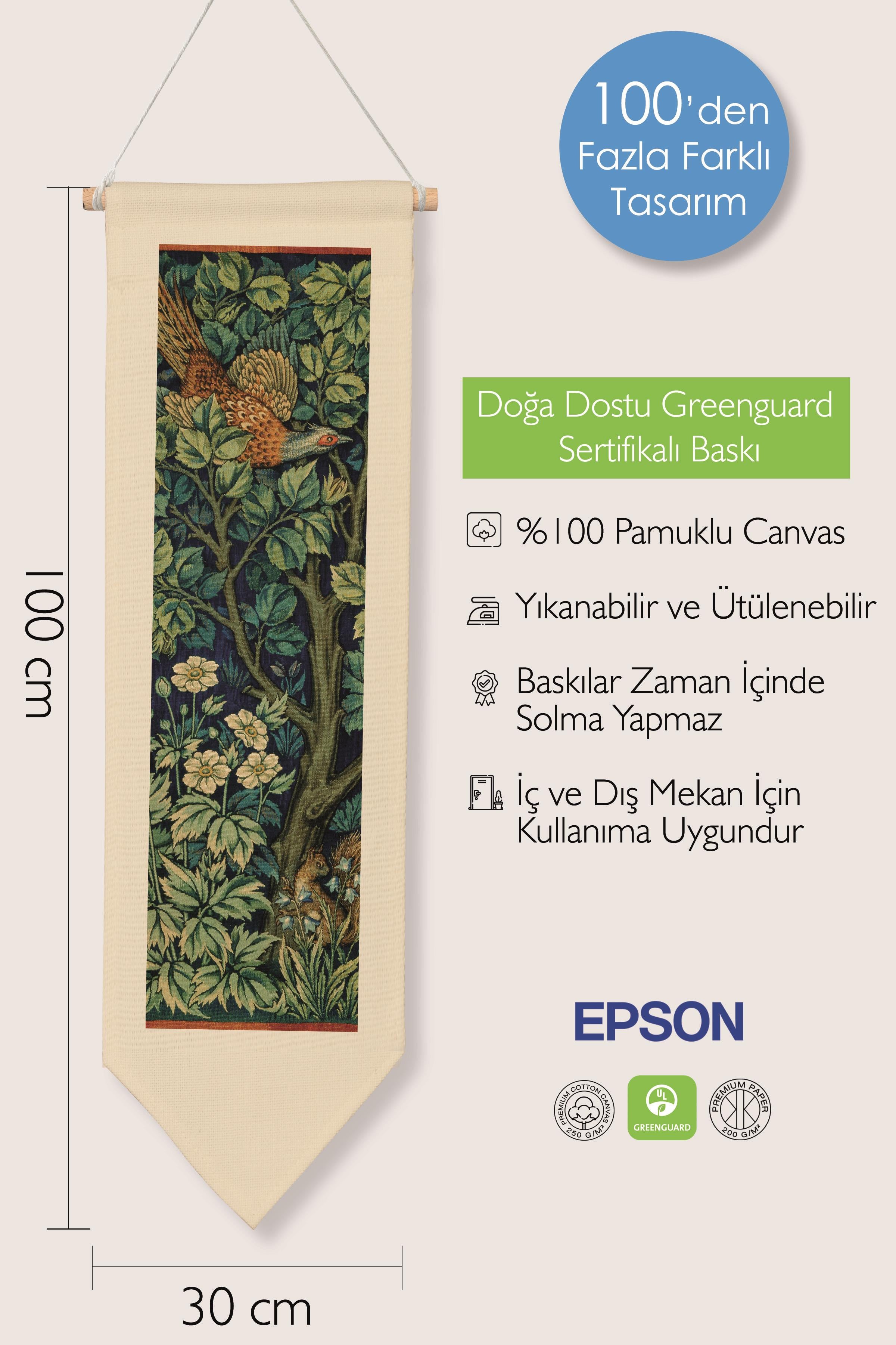 William Morisse Duvar Halısı, Sanat Serisi Dekor, 100cm Kanvas Flama Askılı Duvar Örtüsü NO:710