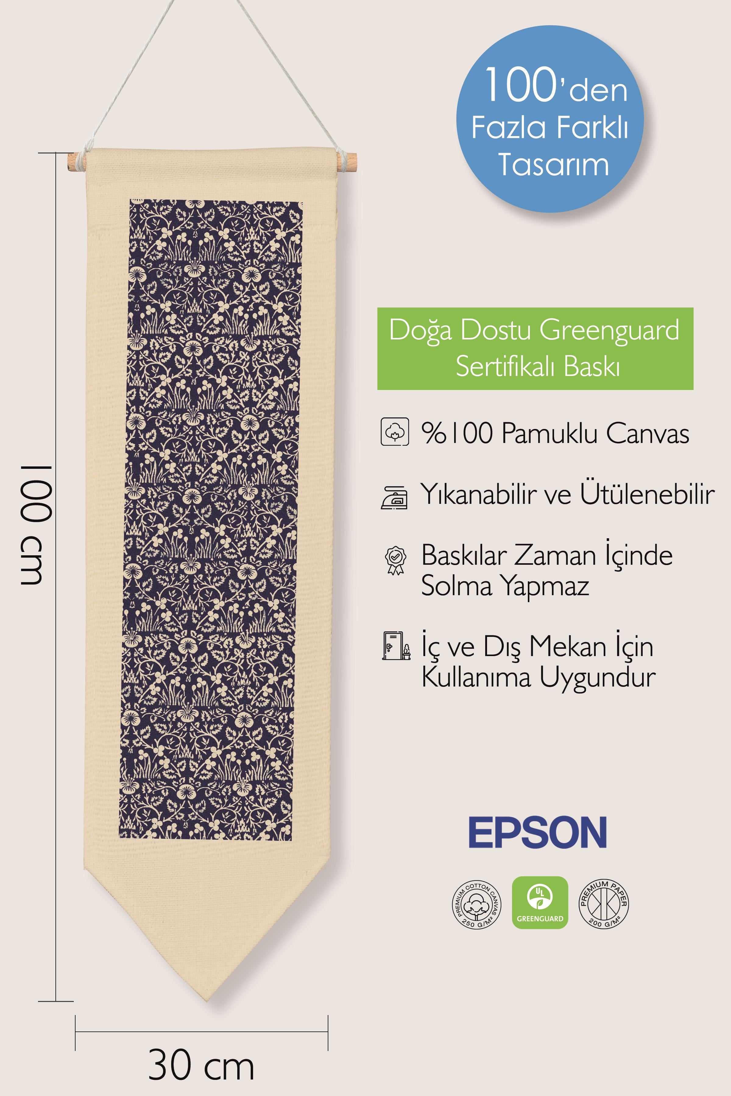 William Morisse Duvar Halısı, Sanat Serisi Dekor, 100cm Kanvas Flama Askılı Duvar Örtüsü NO:713