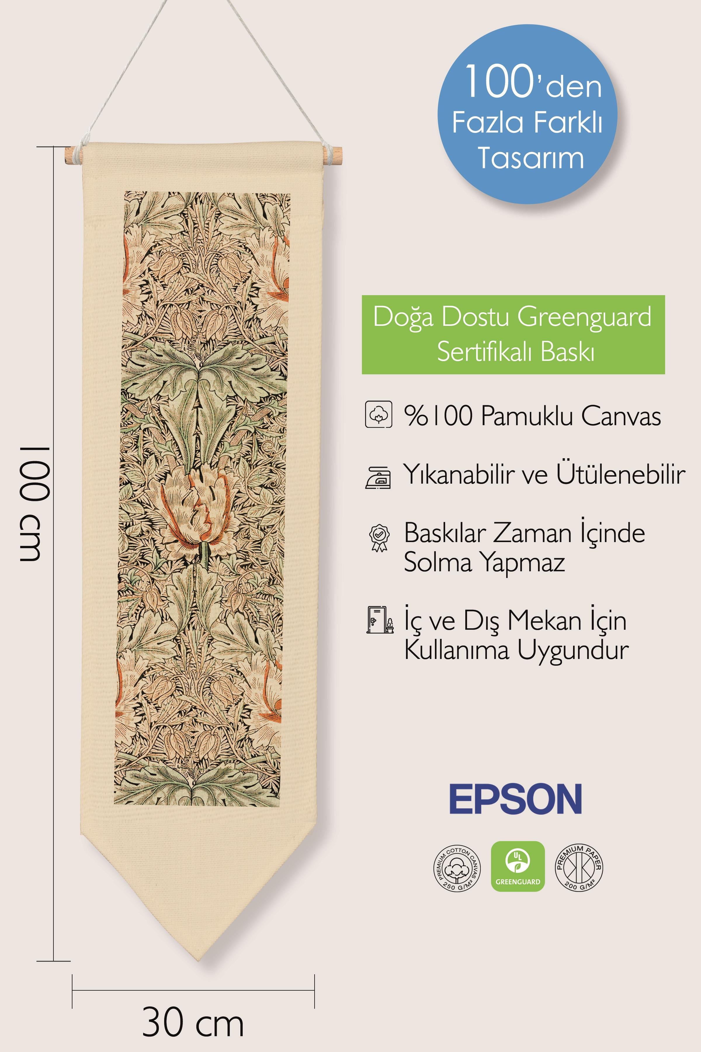 William Morisse Duvar Halısı, Sanat Serisi Dekor, 100cm Kanvas Flama Askılı Duvar Örtüsü NO:718