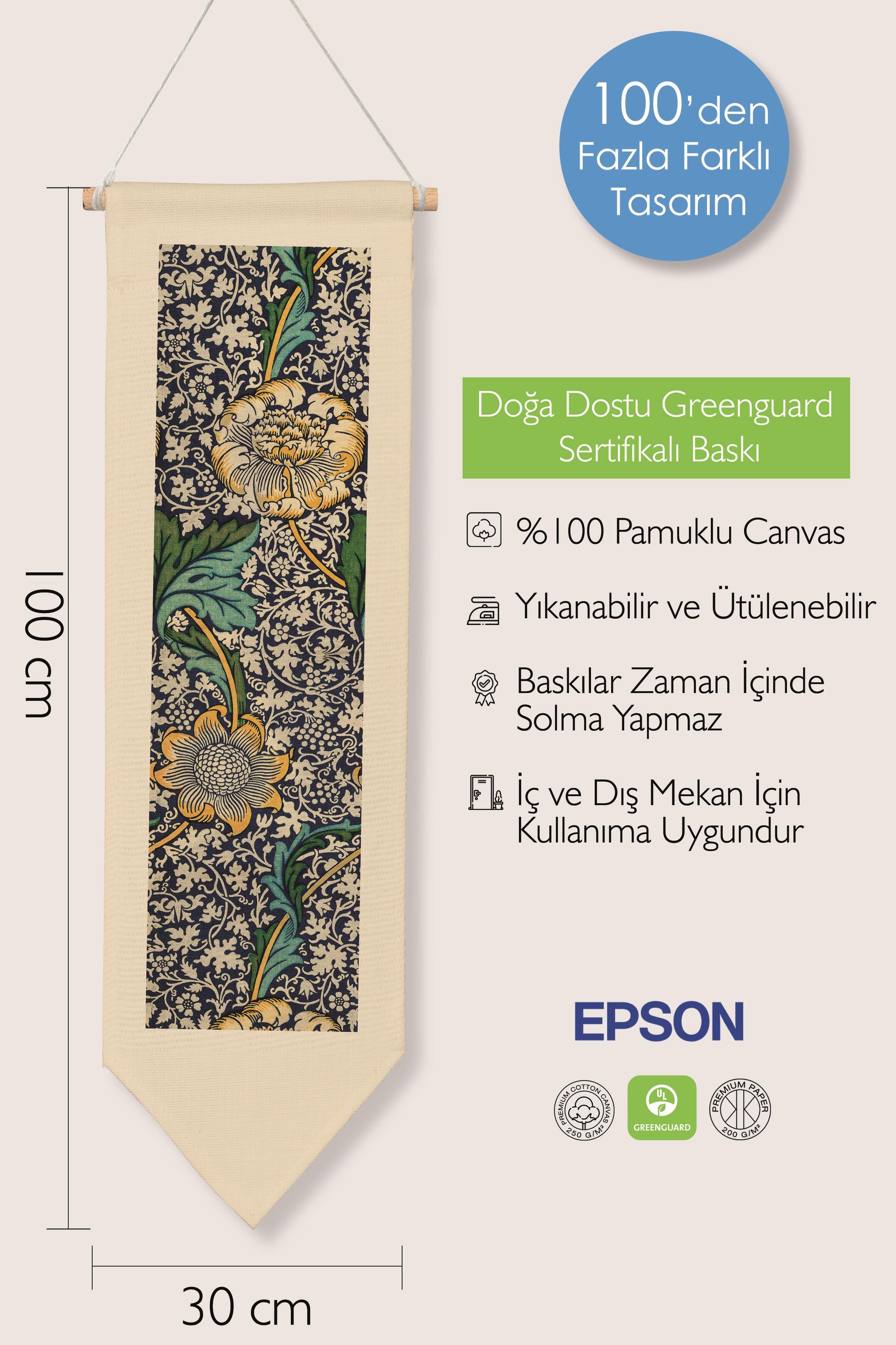 William Morisse Duvar Halısı, Sanat Serisi Dekor, 100cm Kanvas Flama Askılı Duvar Örtüsü NO:721