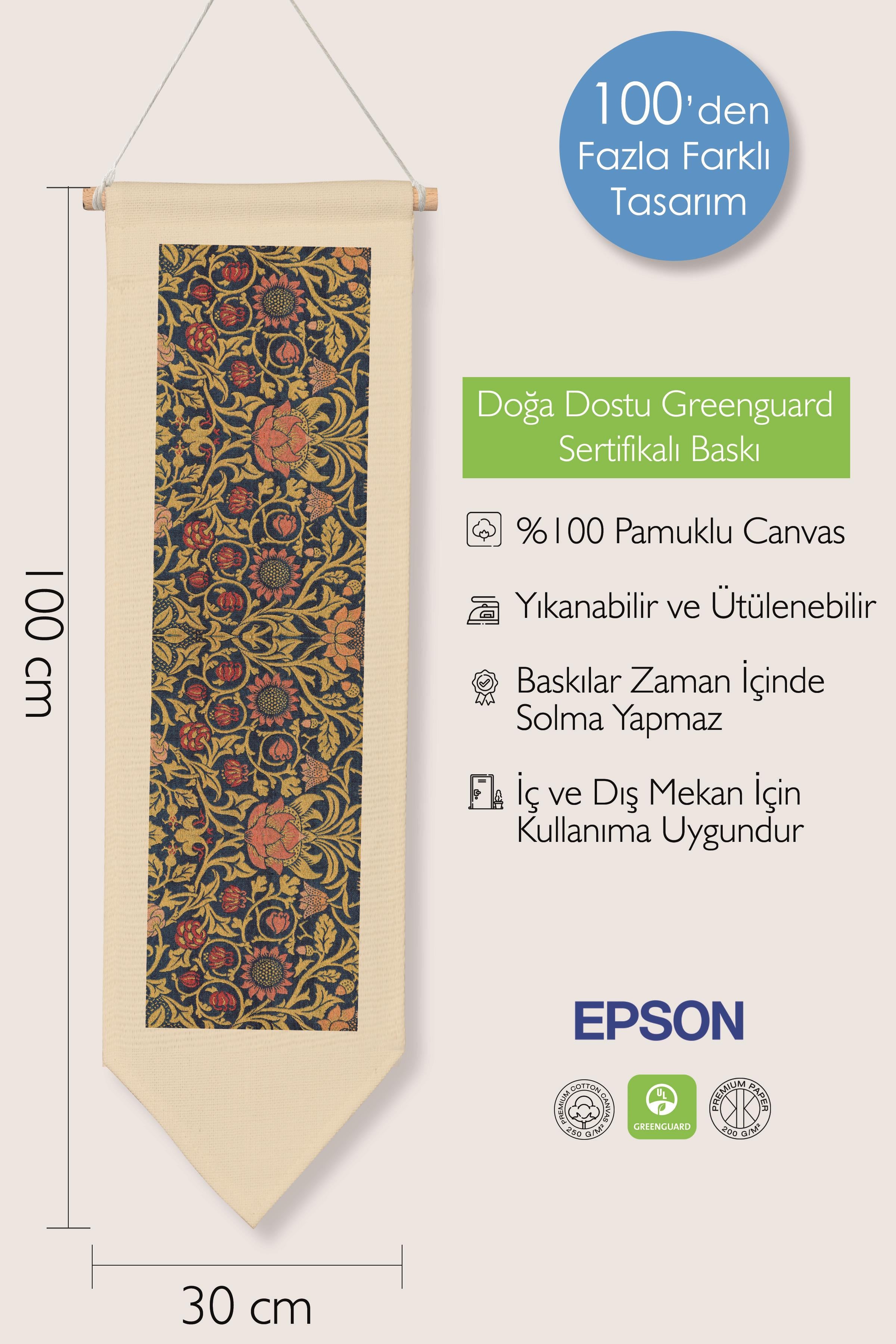 William Morisse Duvar Halısı, Sanat Serisi Dekor, 100cm Kanvas Flama Askılı Duvar Örtüsü NO:722