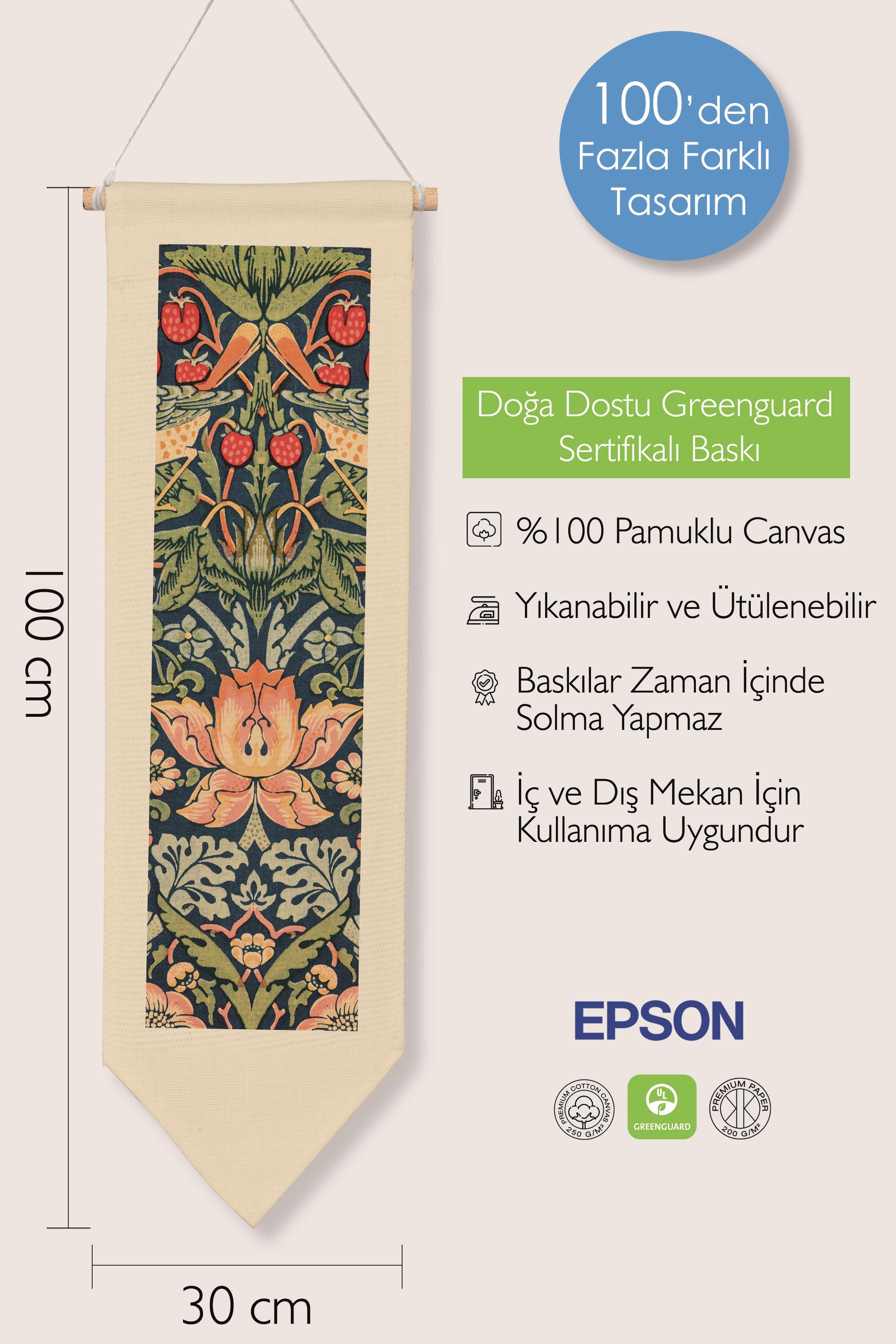 William Morisse Duvar Halısı, Sanat Serisi Dekor, 100cm Kanvas Flama Askılı Duvar Örtüsü NO:726