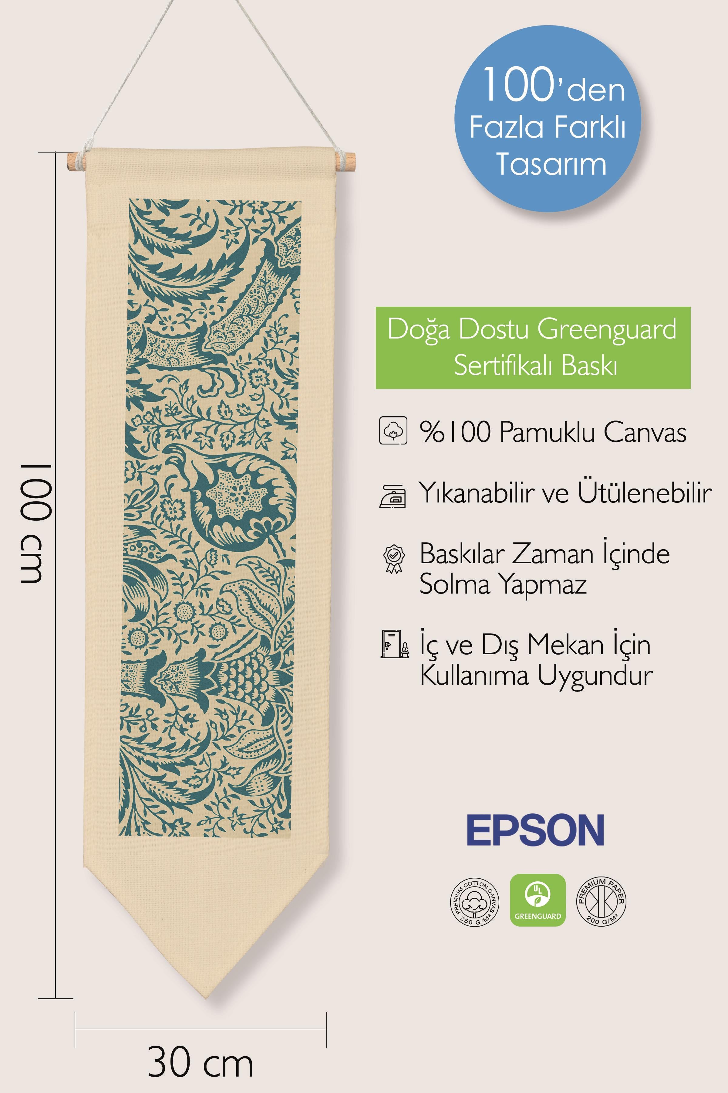 William Morisse Duvar Halısı, Sanat Serisi Dekor, 100cm Kanvas Flama Askılı Duvar Örtüsü NO:727