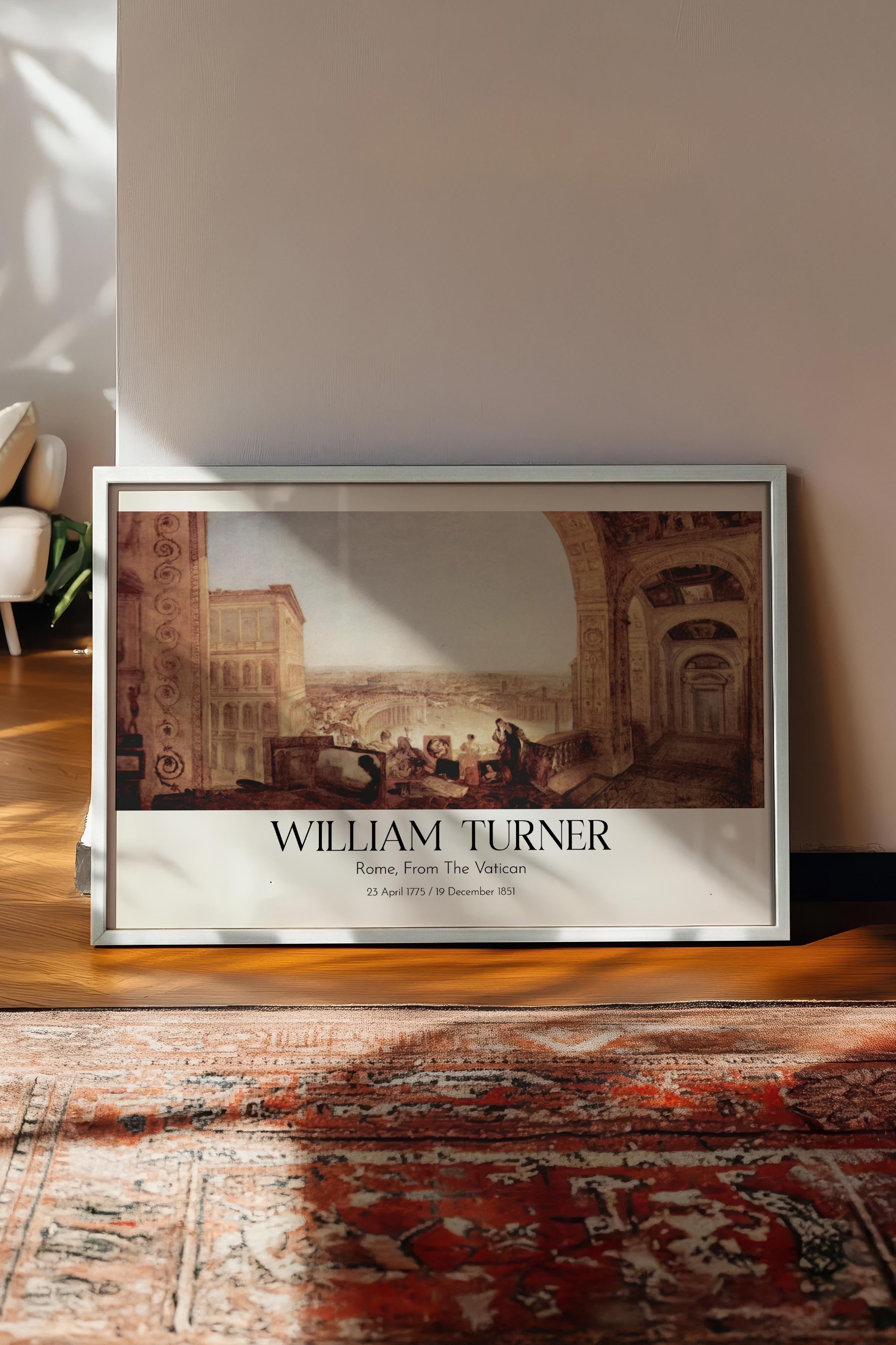 William Turner - Rome, From The Vatican, Beyaz Çerçeveli Tablo, Sanat Serisi NO:112471