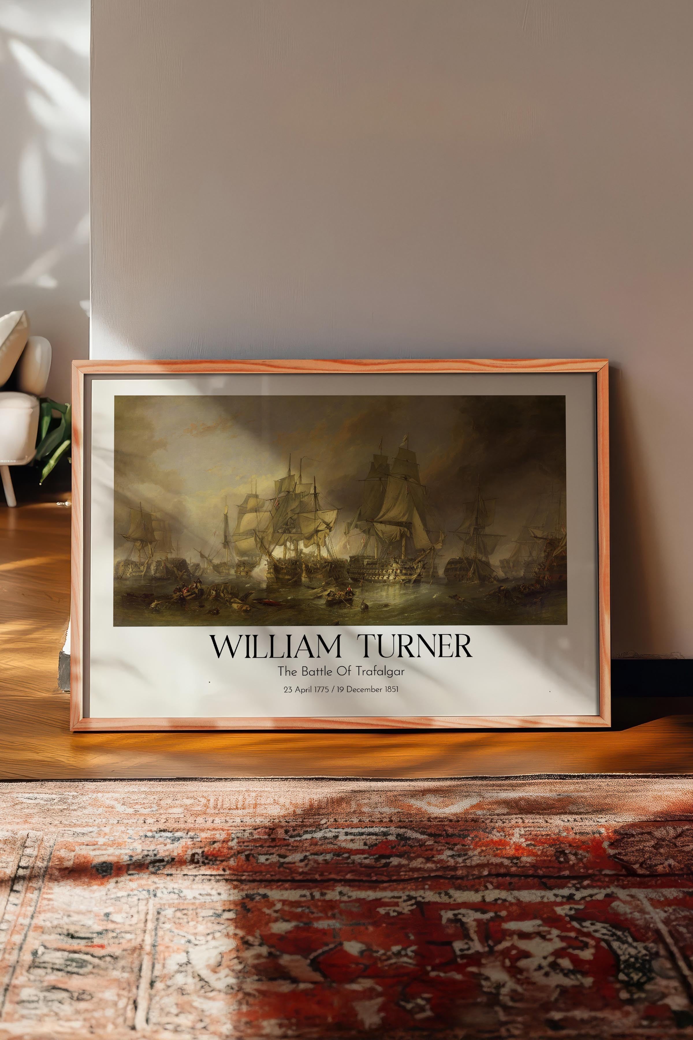 William Turner - The Battle Of Trafalgar, Ahşap Çerçeveli Tablo, Sanat Serisi NO:112473