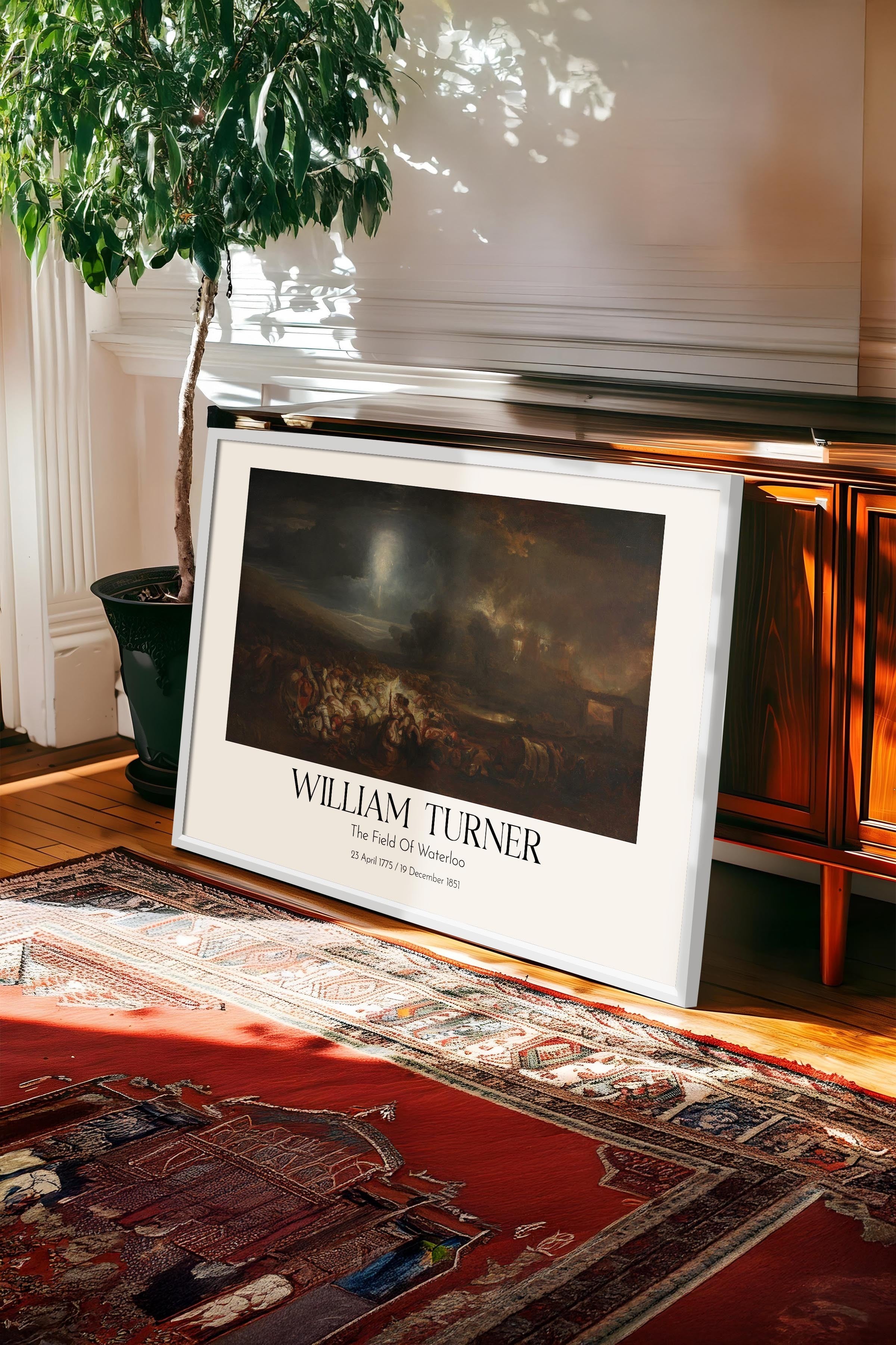 William Turner - The Field Of Waterloo, Beyaz Çerçeveli Tablo, Sanat Serisi NO:112474