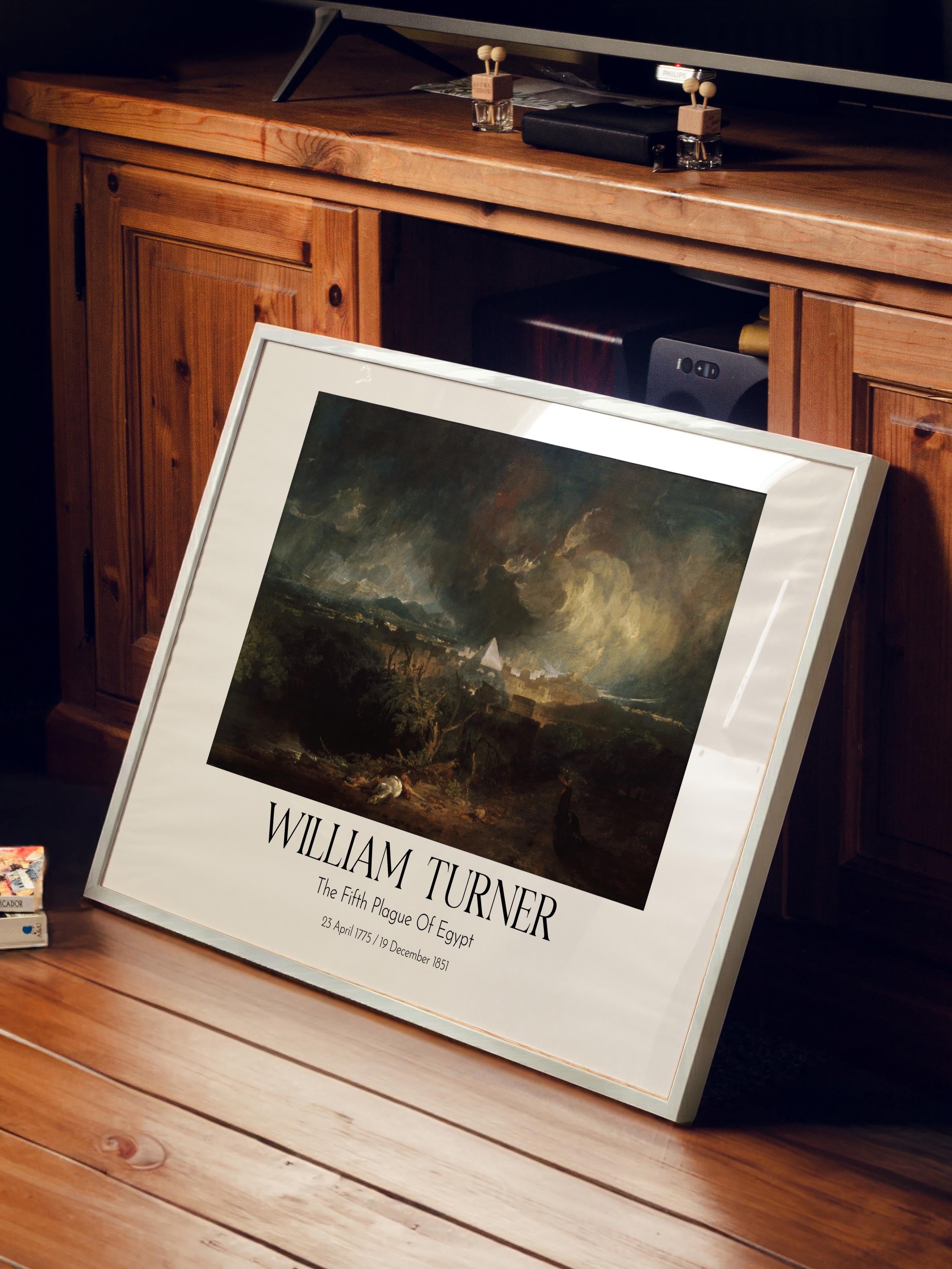 William Turner - The Fifth Plague Of Egypt, Beyaz Çerçeveli Tablo, Sanat Serisi NO:112475