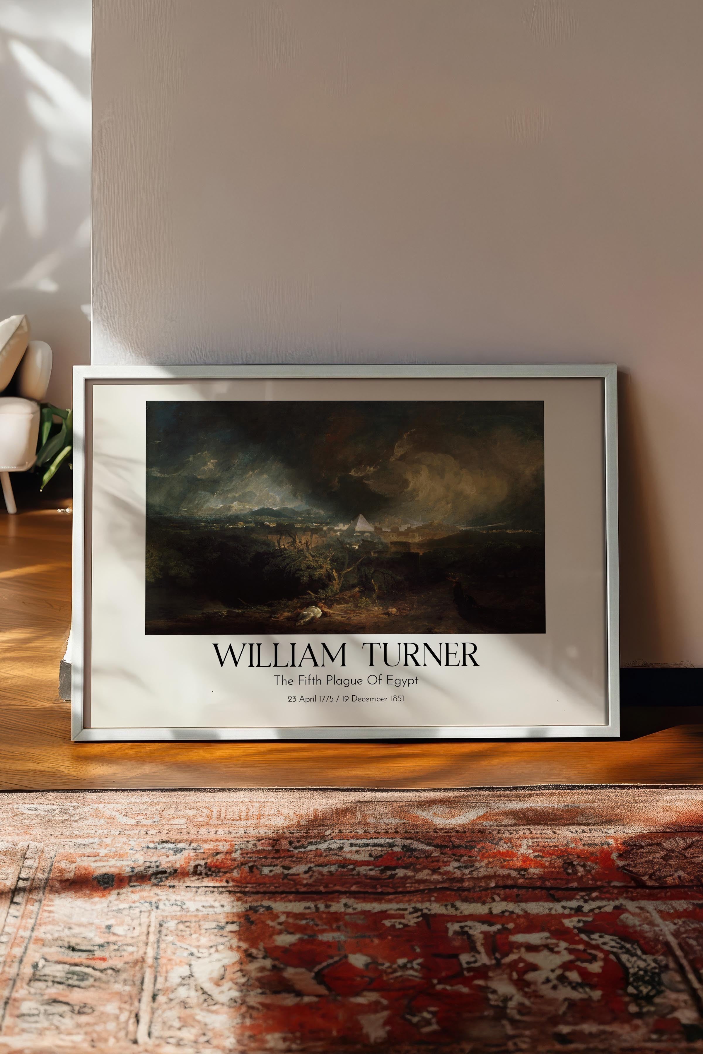 William Turner - The Fifth Plague Of Egypt, Beyaz Çerçeveli Tablo, Sanat Serisi NO:112475