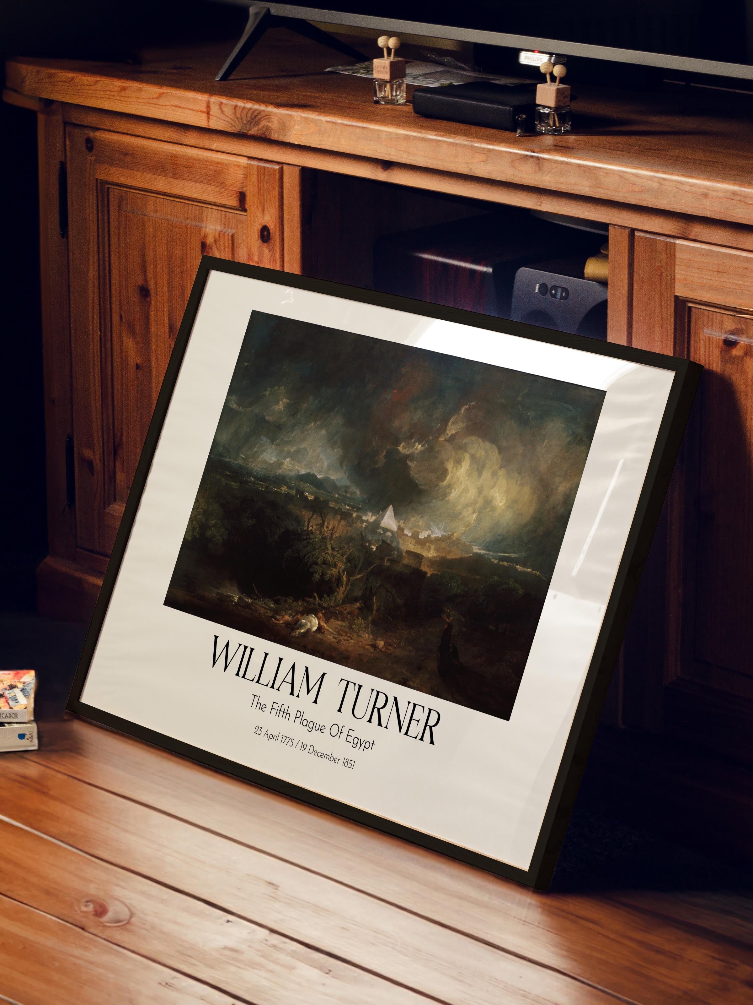 William Turner - The Fifth Plague Of Egypt, Siyah Çerçeveli Tablo, Sanat Serisi NO:112475