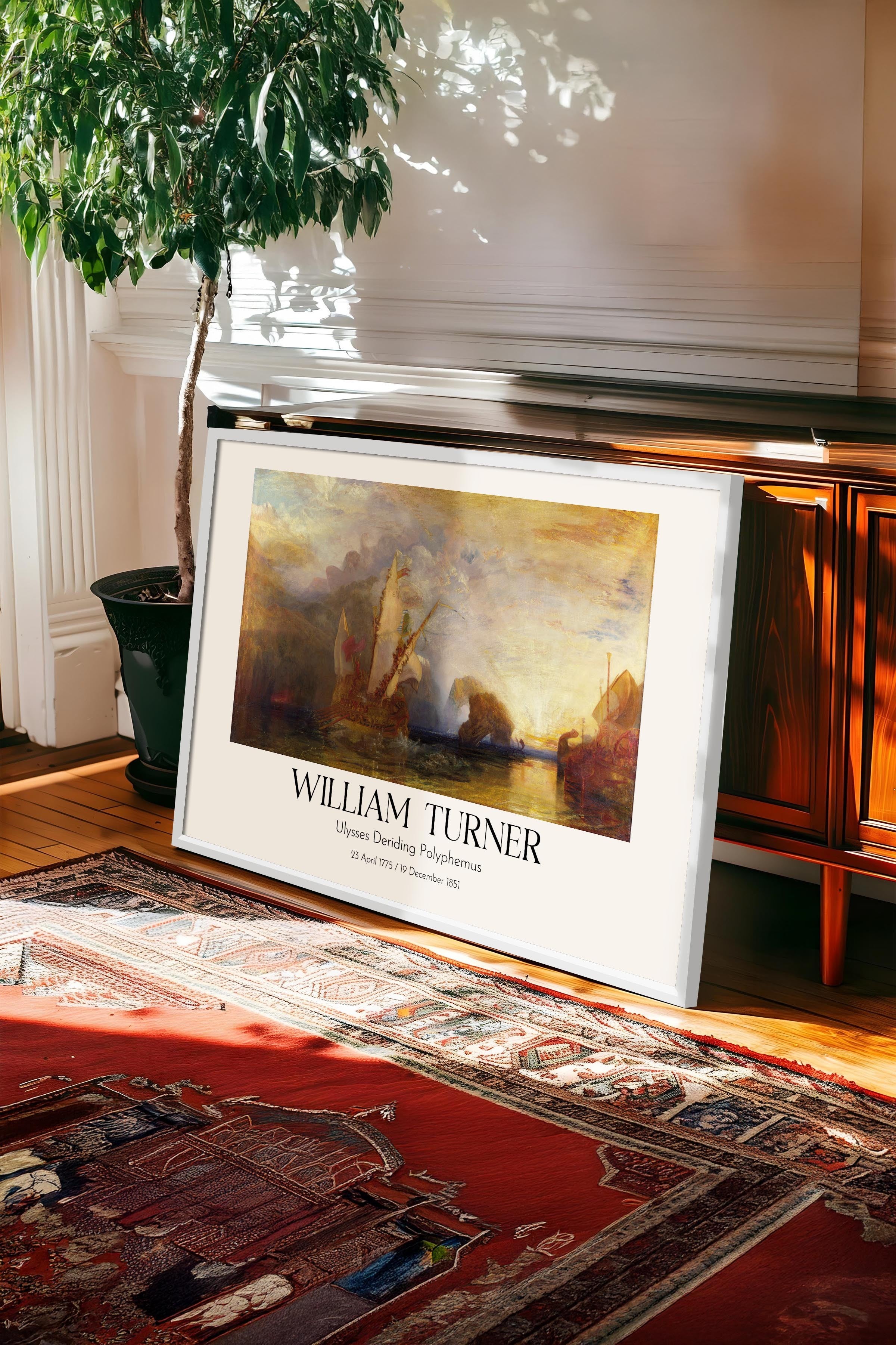 William Turner - Ulysses Deriding Polyphemus, Beyaz Çerçeveli Tablo, Sanat Serisi NO:112476