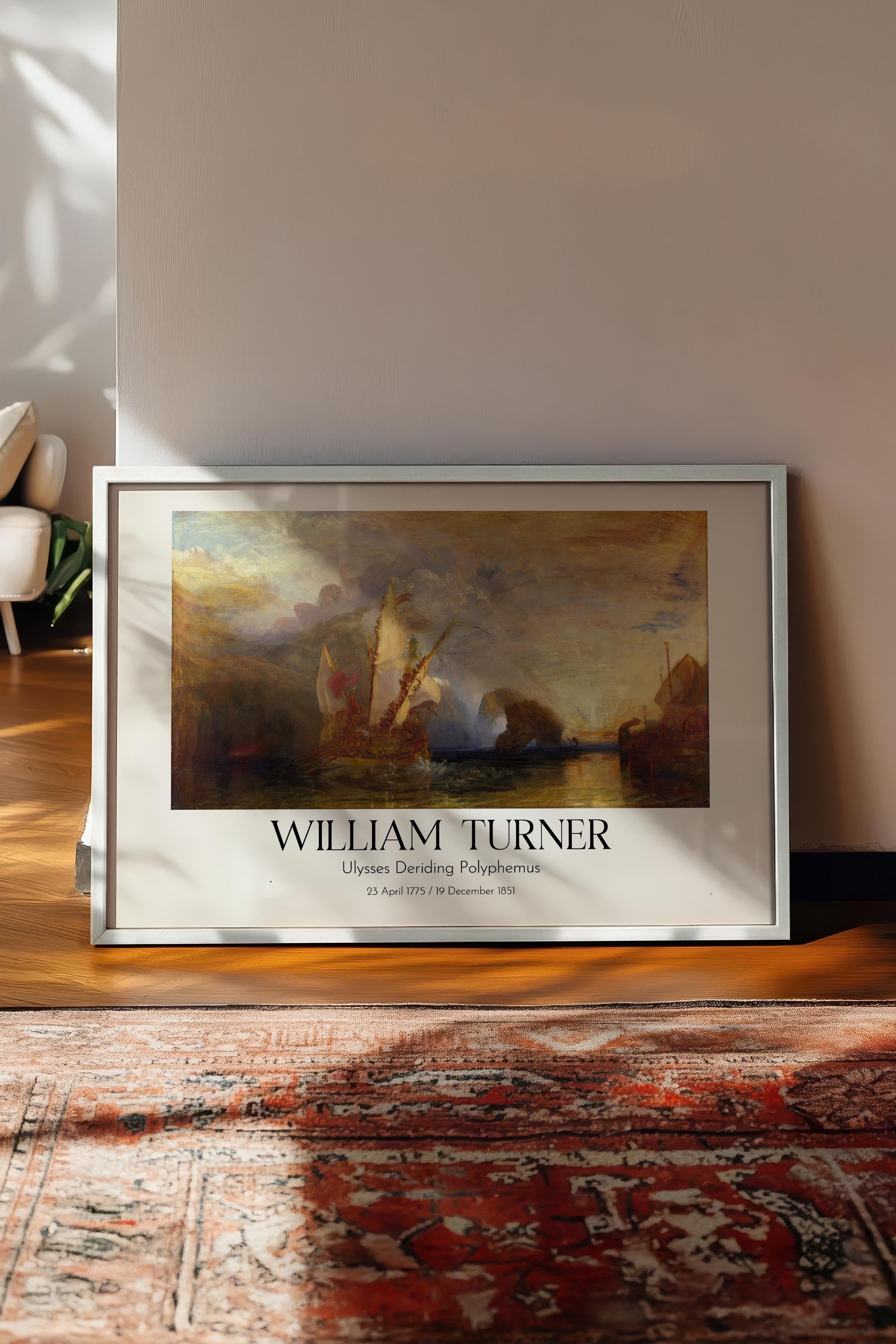 William Turner - Ulysses Deriding Polyphemus, Beyaz Çerçeveli Tablo, Sanat Serisi NO:112476