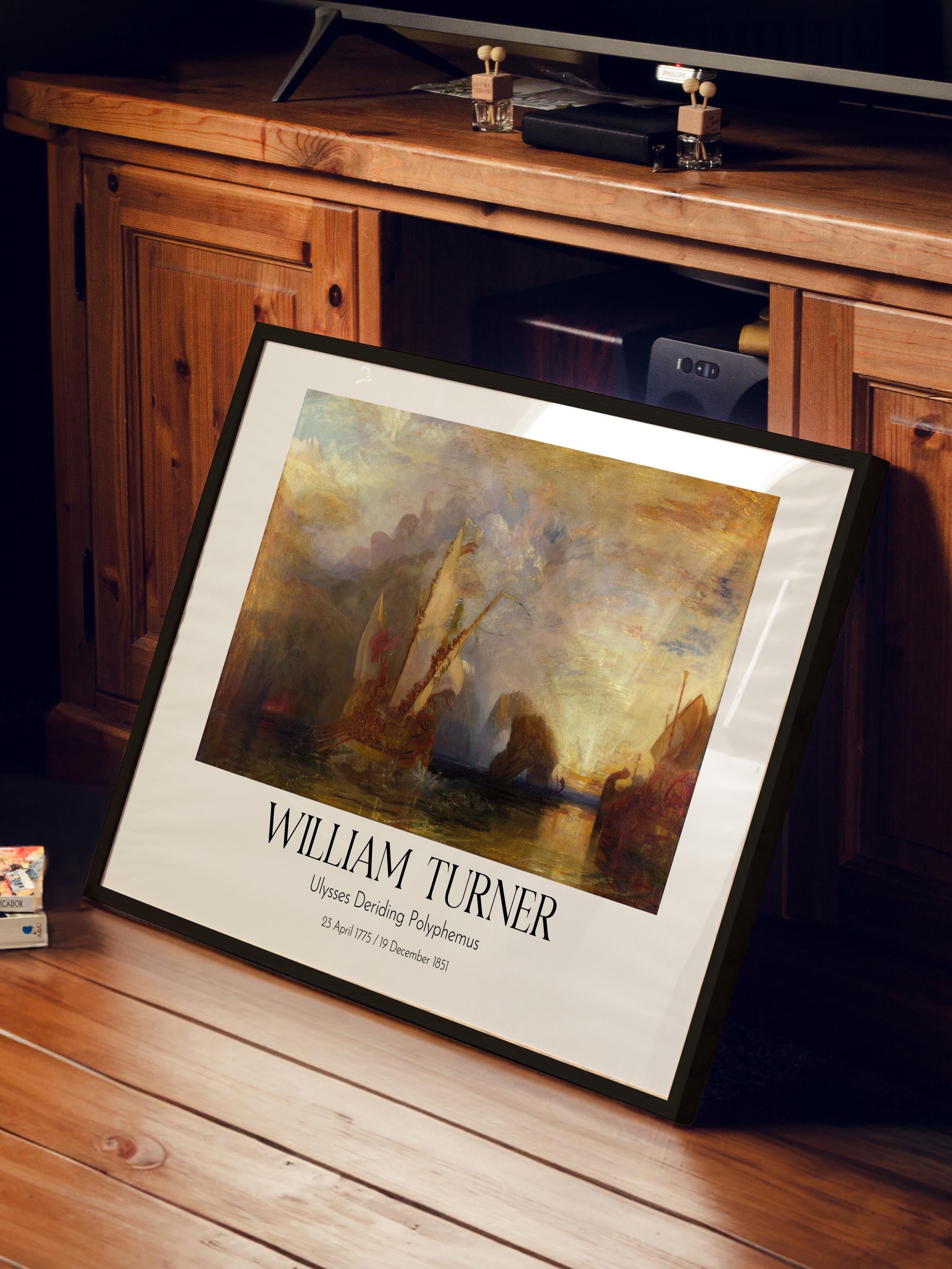 William Turner - Ulysses Deriding Polyphemus, Siyah Çerçeveli Tablo, Sanat Serisi NO:112476