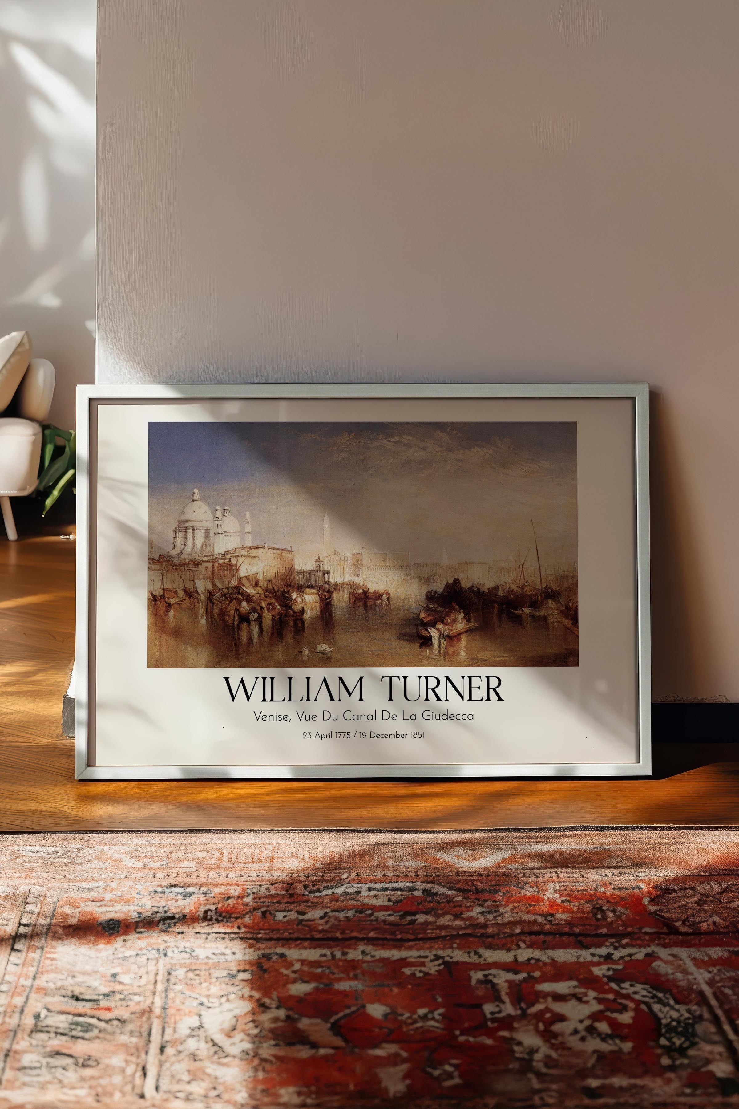 William Turner - Venise, Vue Du Canal De La Giudecca, Beyaz Çerçeveli Tablo, Sanat Serisi NO:112477