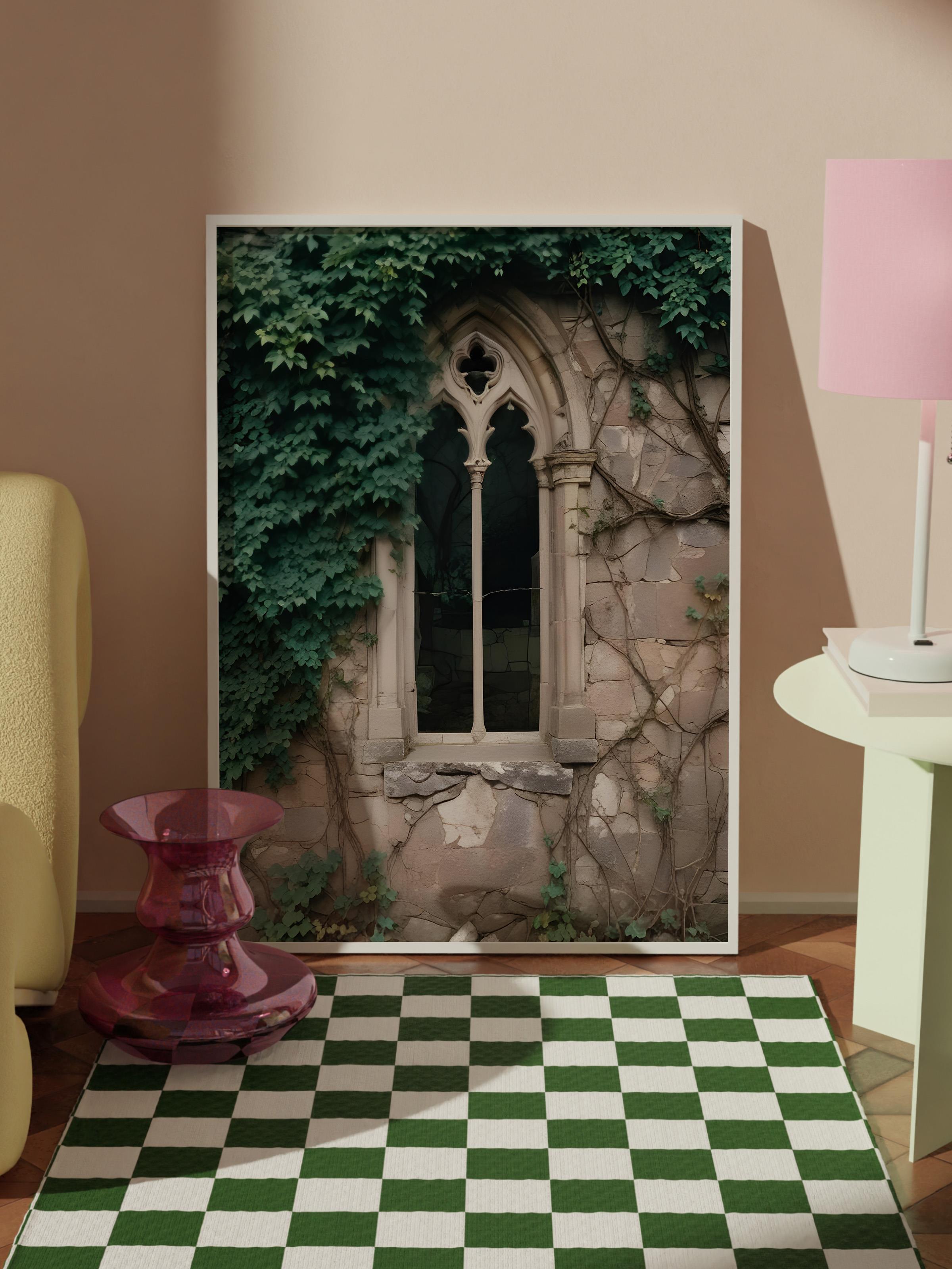 Window in the Forest Beyaz Çerçeveli Tablo, Duvar Tablosu Comfort Serisi NO:108495