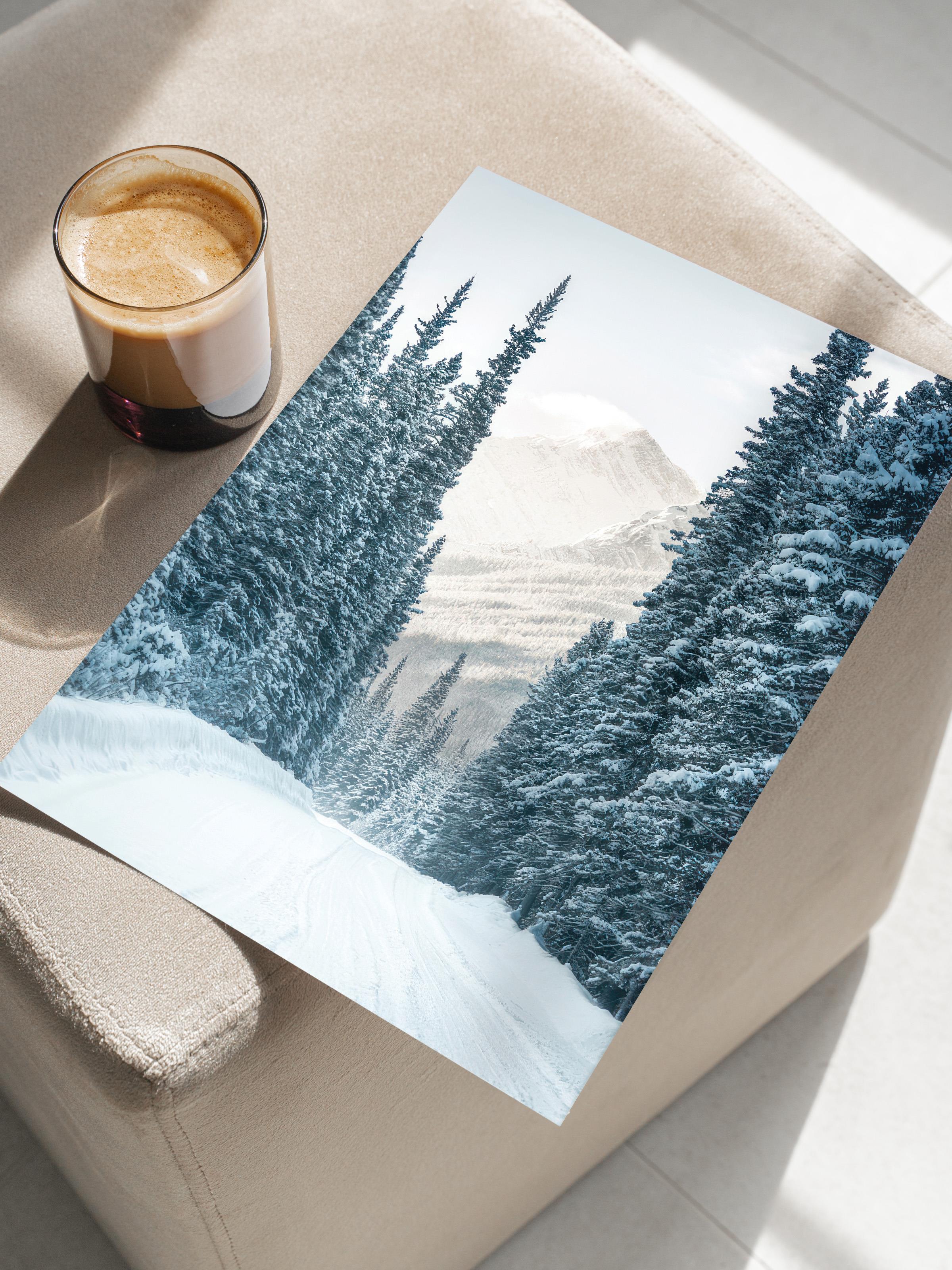 Winter Road Poster, Çerçevesiz Duvar Posteri, Yılbaşı Duvar Tablosu Comfort Serisi NO:108511