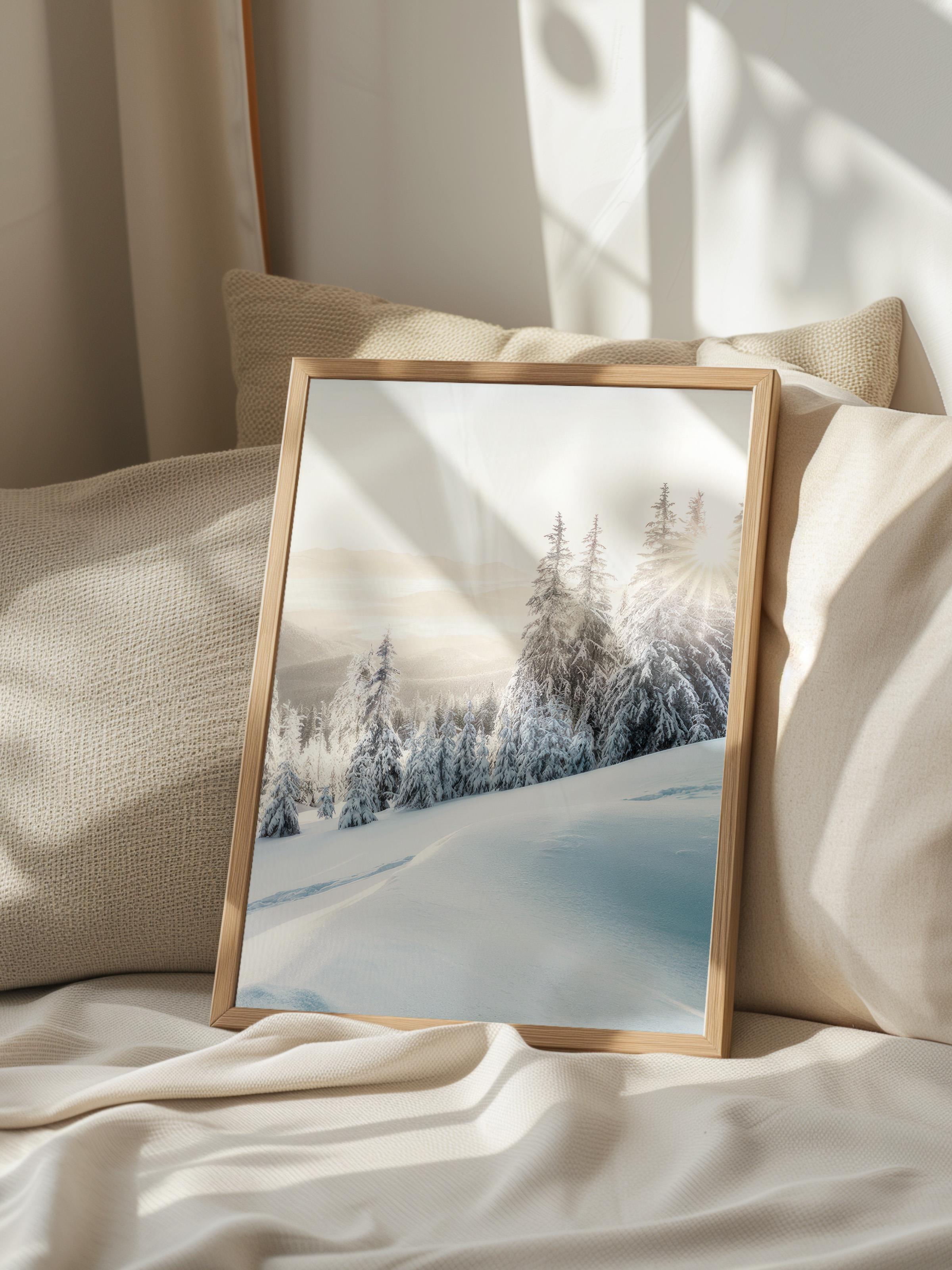 Winter Sunrise Çerçeveli Yılbaşı Tablosu, Ahşap Çerçeve ve Poster Comfort Serisi NO:108510