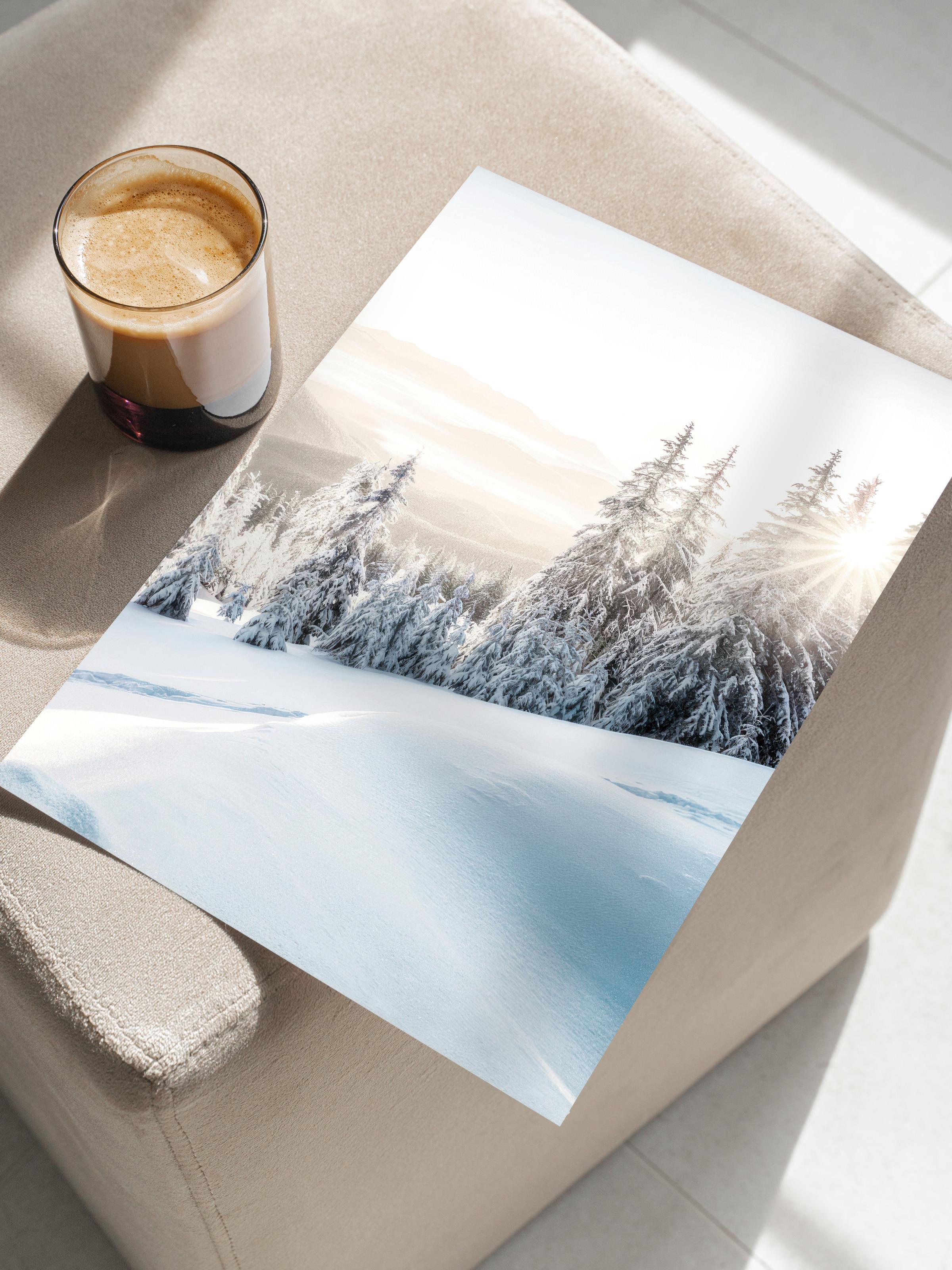 Winter Sunrise Poster, Çerçevesiz Duvar Posteri, Yılbaşı Duvar Tablosu Comfort Serisi NO:108510