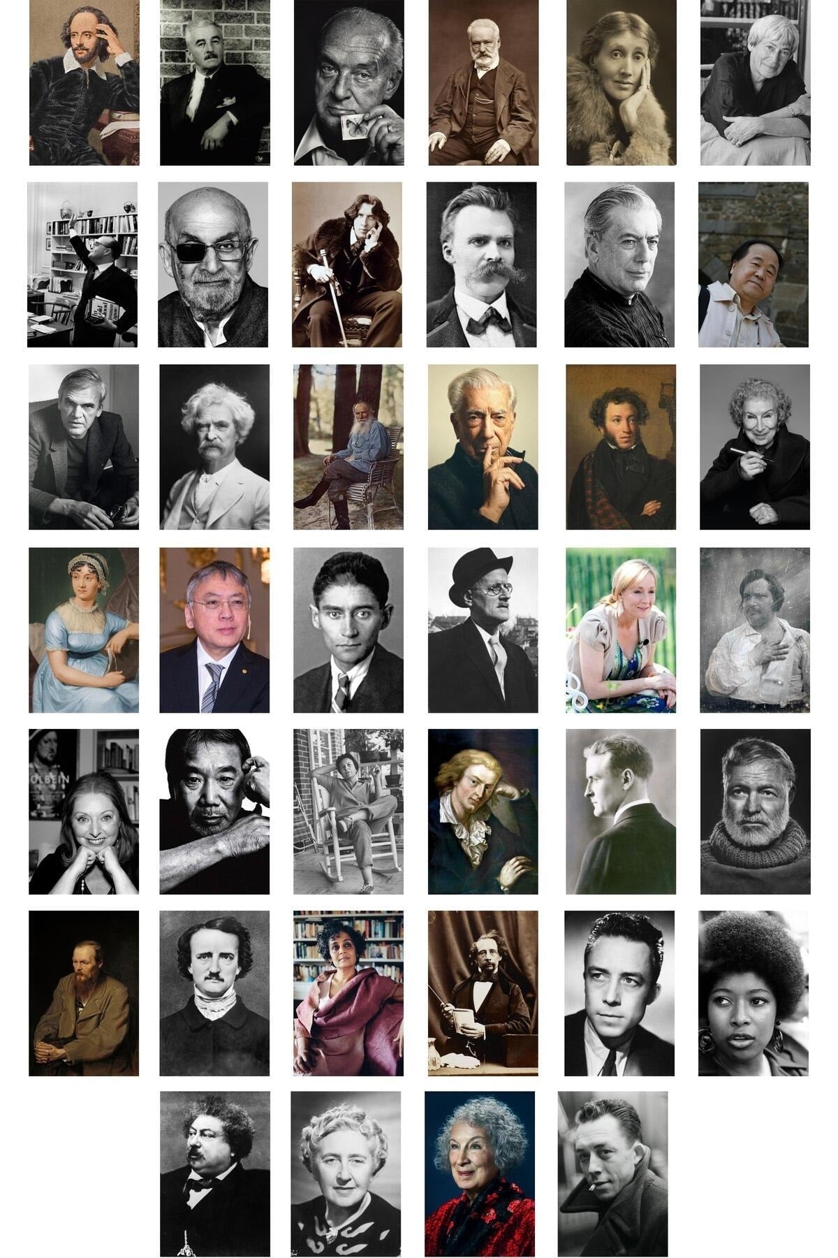 Yabancı Yazarlar Kolaj Seti, Poster Seti, Yazarlar Duvar Posteri Bant Hediyeli - 40 Adet 10*15cm