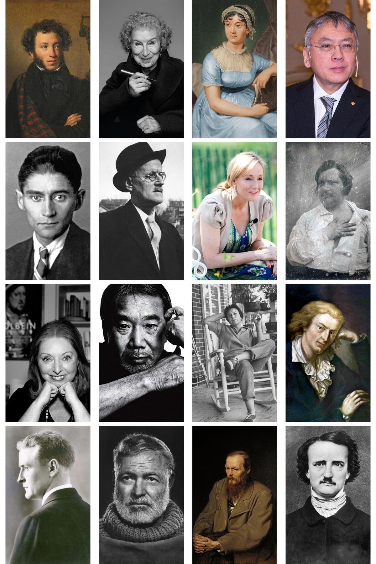 Yabancı Yazarlar Kolaj Seti, Poster Seti, Yazarlar Duvar Posteri Bant Hediyeli - 40 Adet 10*15cm