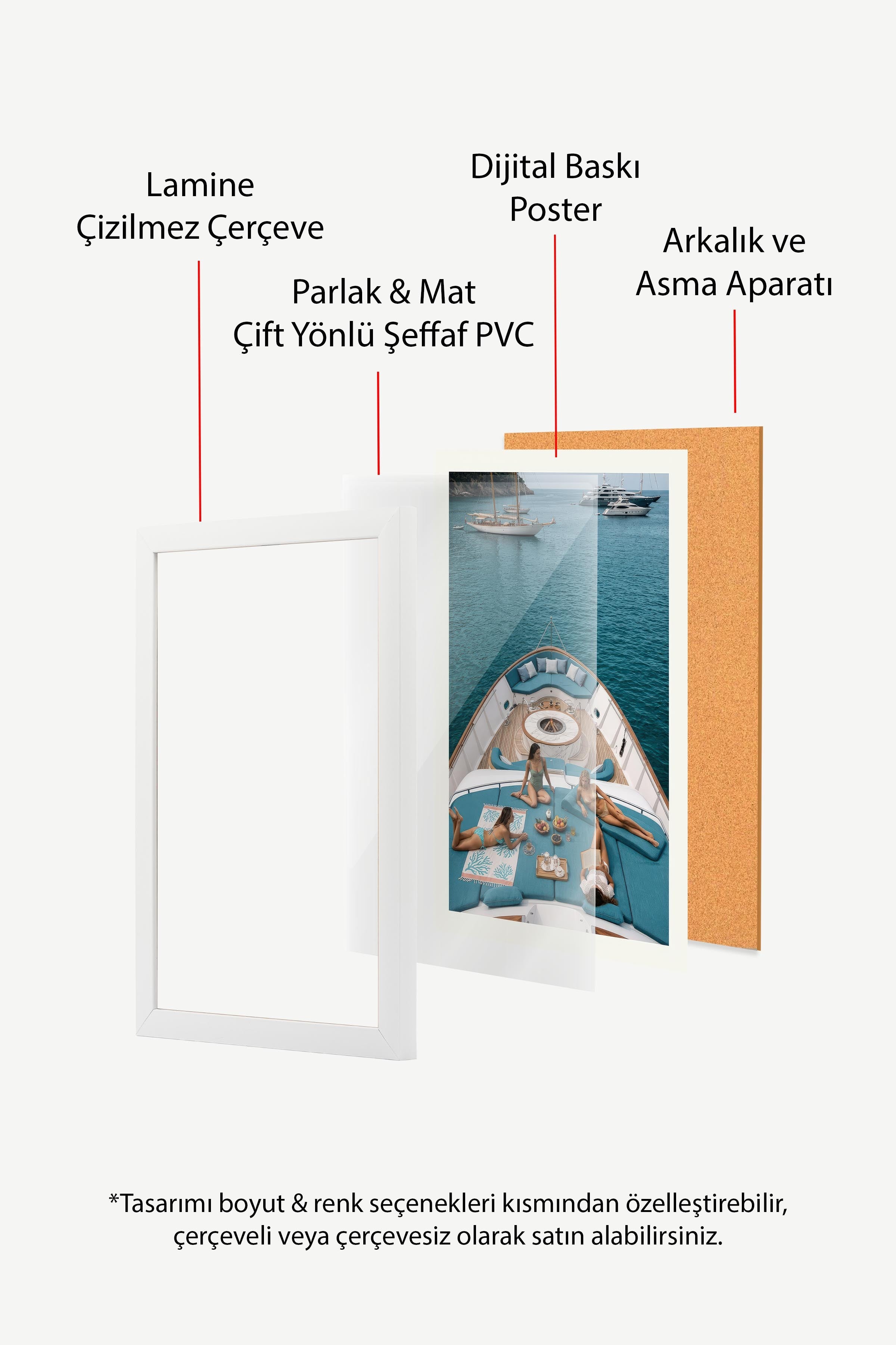 Yat ve Deniz Posteri, Beyaz Çerçeveli Poster, Old Money Serisi, NO:113191