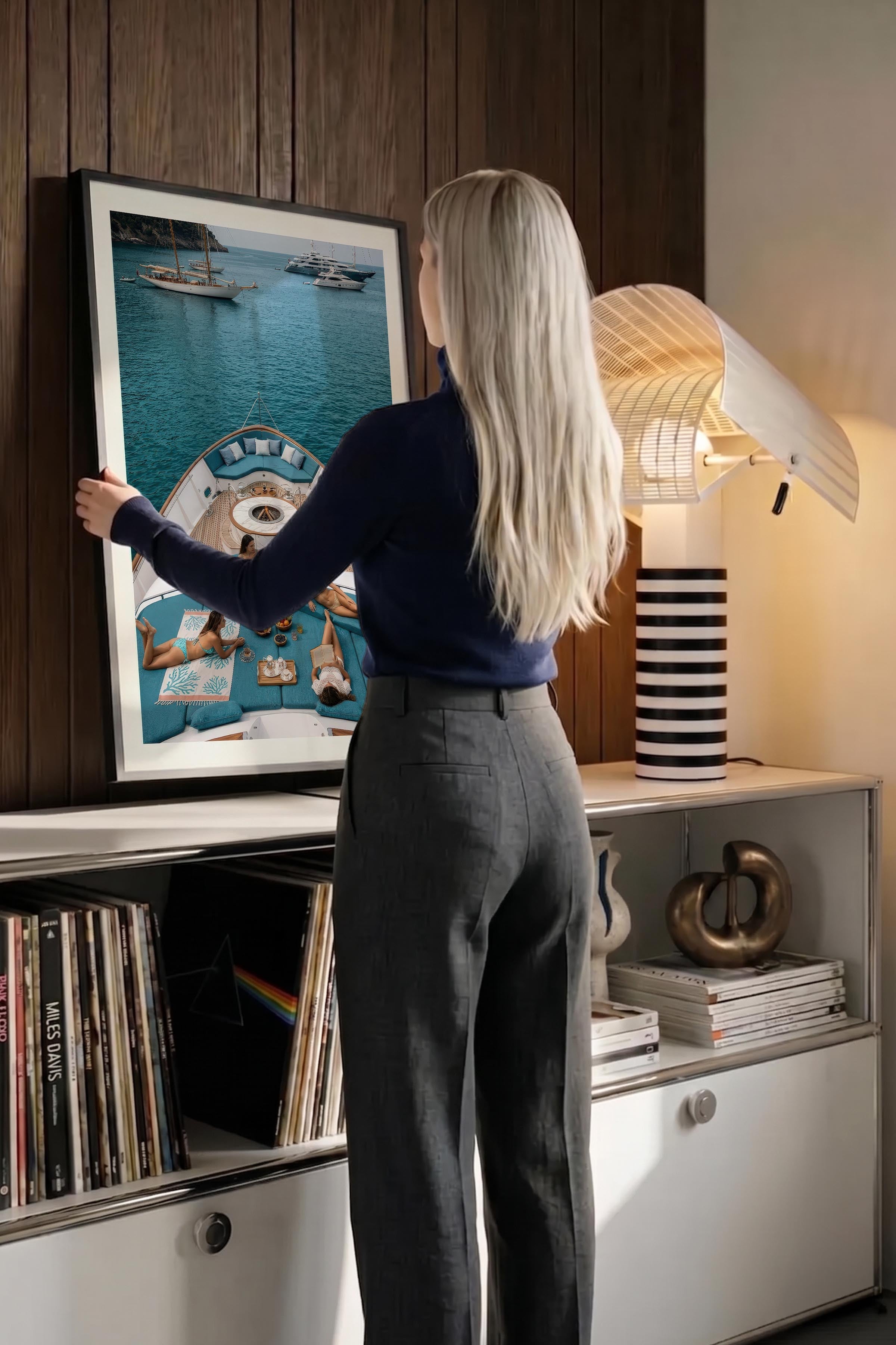 Yat ve Deniz Posteri, Siyah Çerçeveli Poster, Old Money Serisi, NO:113191