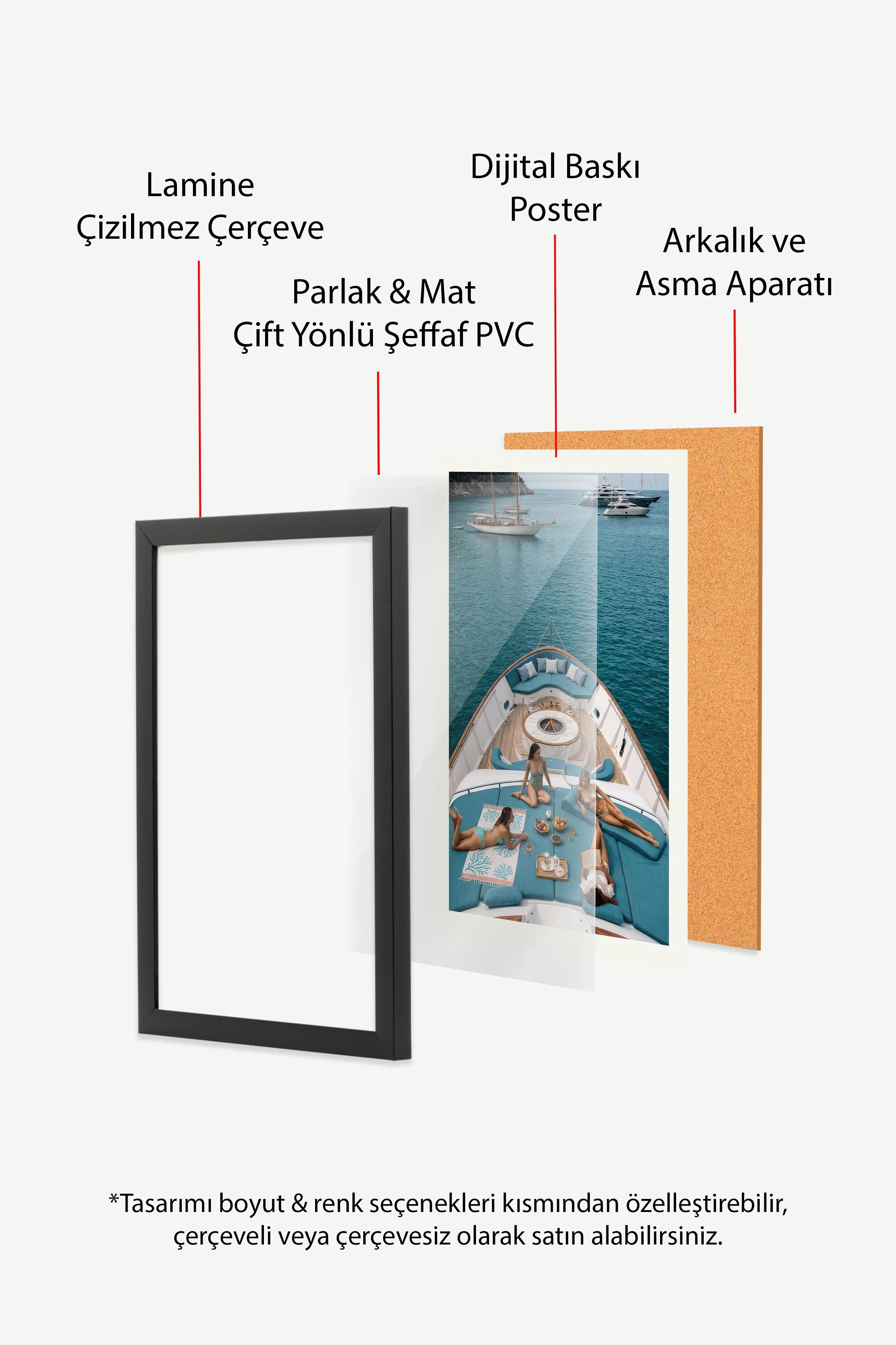 Yat ve Deniz Posteri, Siyah Çerçeveli Poster, Old Money Serisi, NO:113191