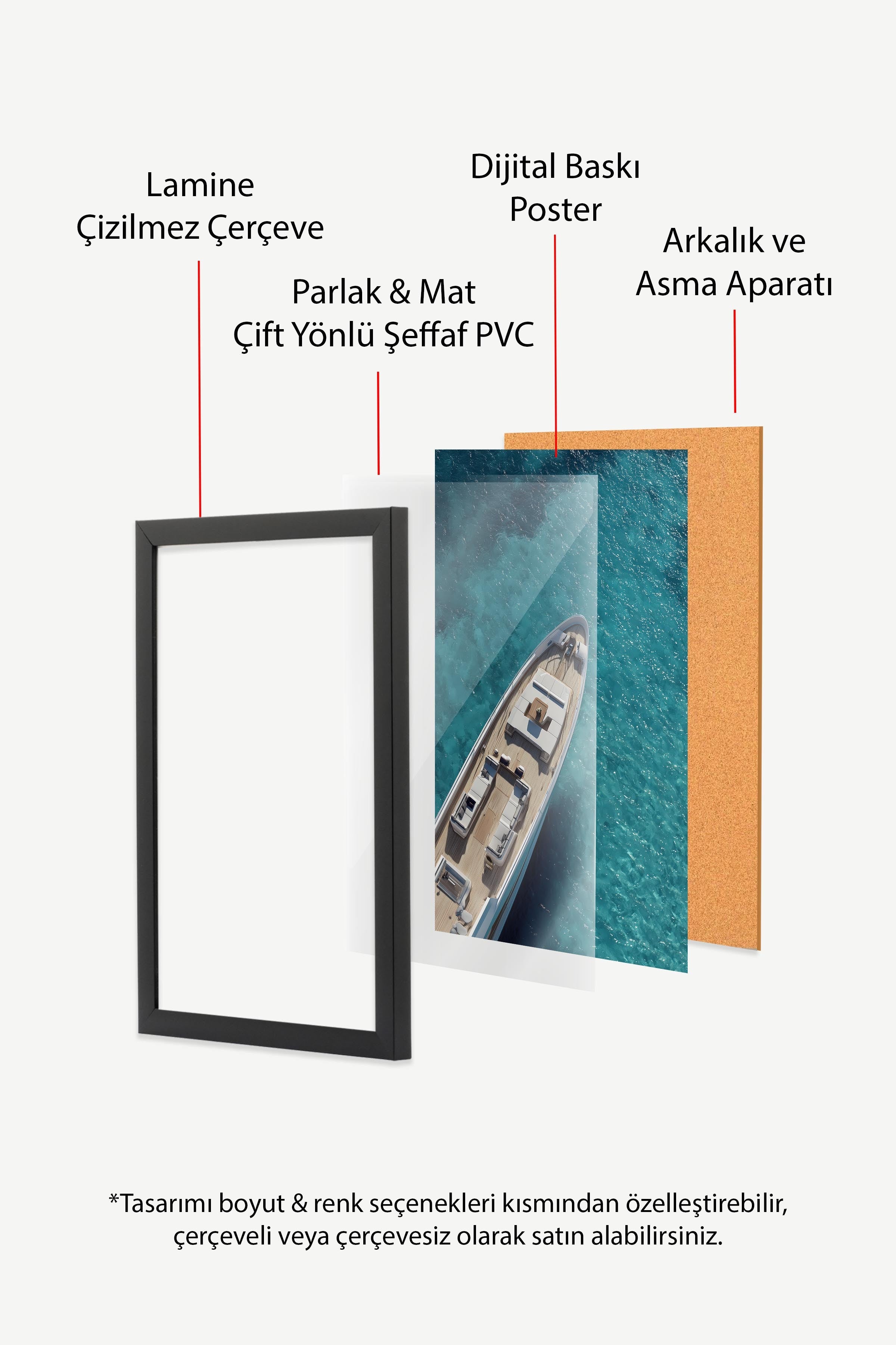 Yat ve Deniz Posteri, Siyah Çerçeveli Poster, Old Money Serisi, NO:113242