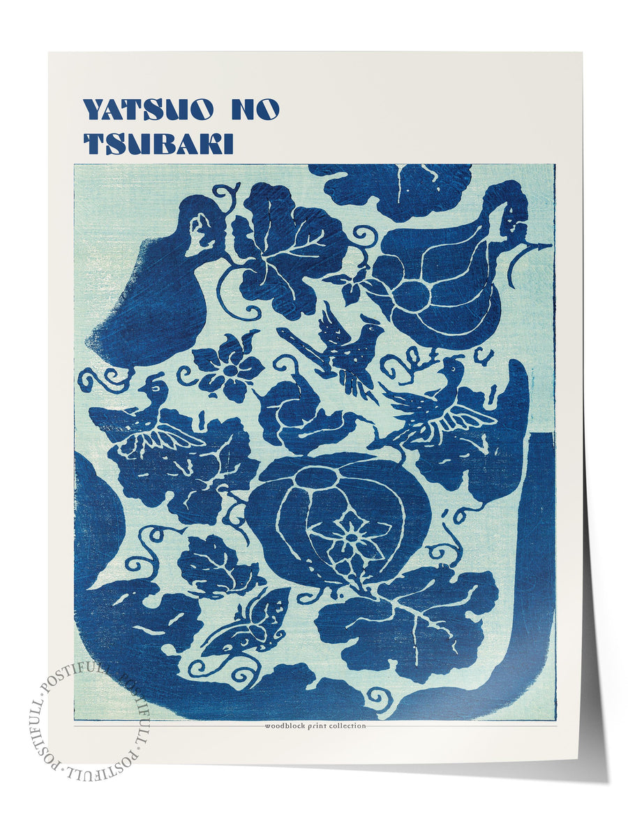 Farklı Tonlarda YATSUIO NO TSUBAKI Modern Sanat Çerçevesiz Poster