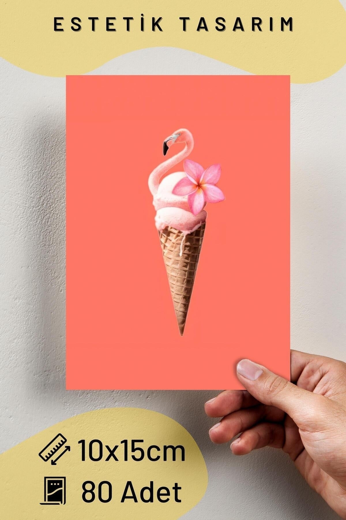 Yaz Temalı Renkli Poster Kolaj Seti, 80 Adet Fotokart Poster, Poster Seti, Bant Hediyeli - 10*15cm