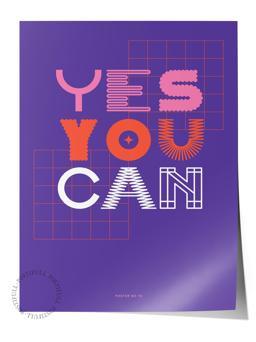 YES YOU CAN Yazı Sanatı Çerçevesiz Poster