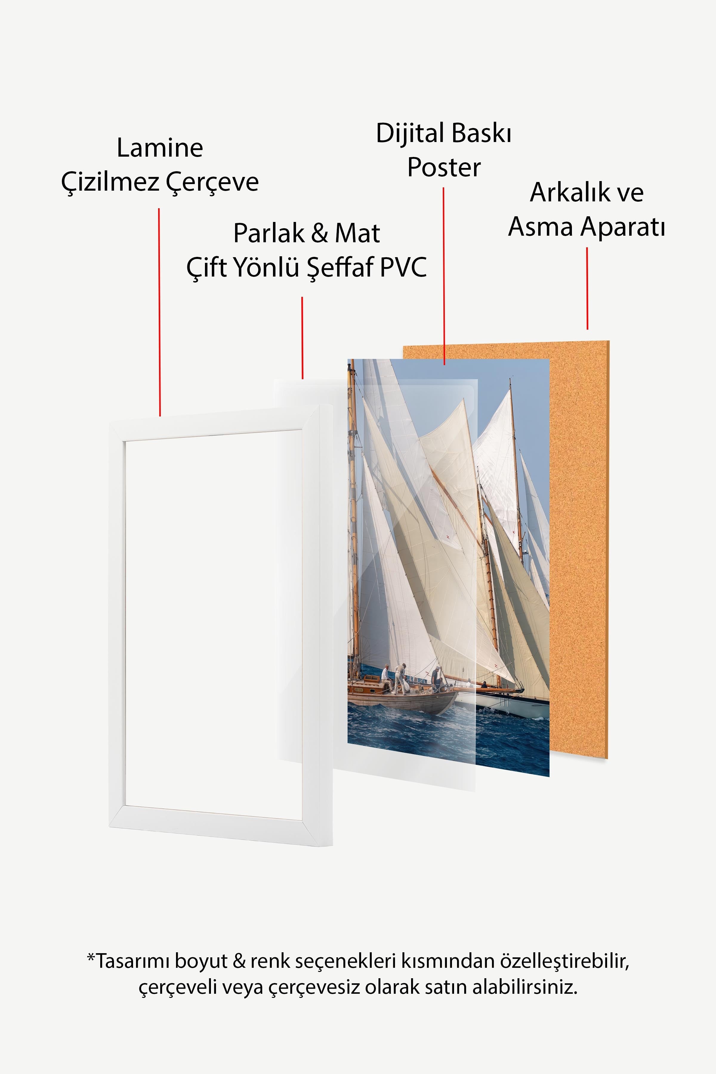 Yelkenli Posteri, Beyaz Çerçeveli Poster, Old Money Serisi, NO:113185