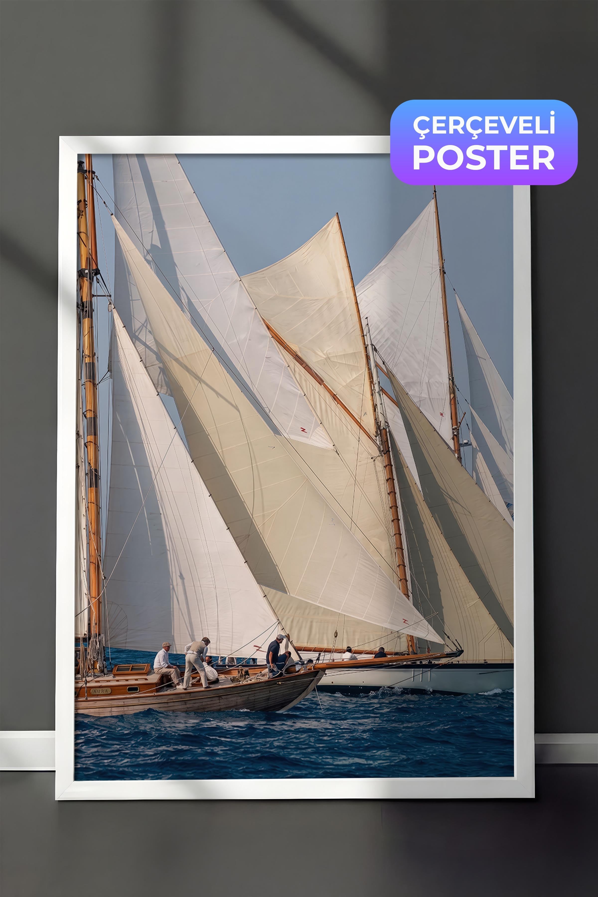 Yelkenli Posteri, Beyaz Çerçeveli Poster, Old Money Serisi, NO:113185