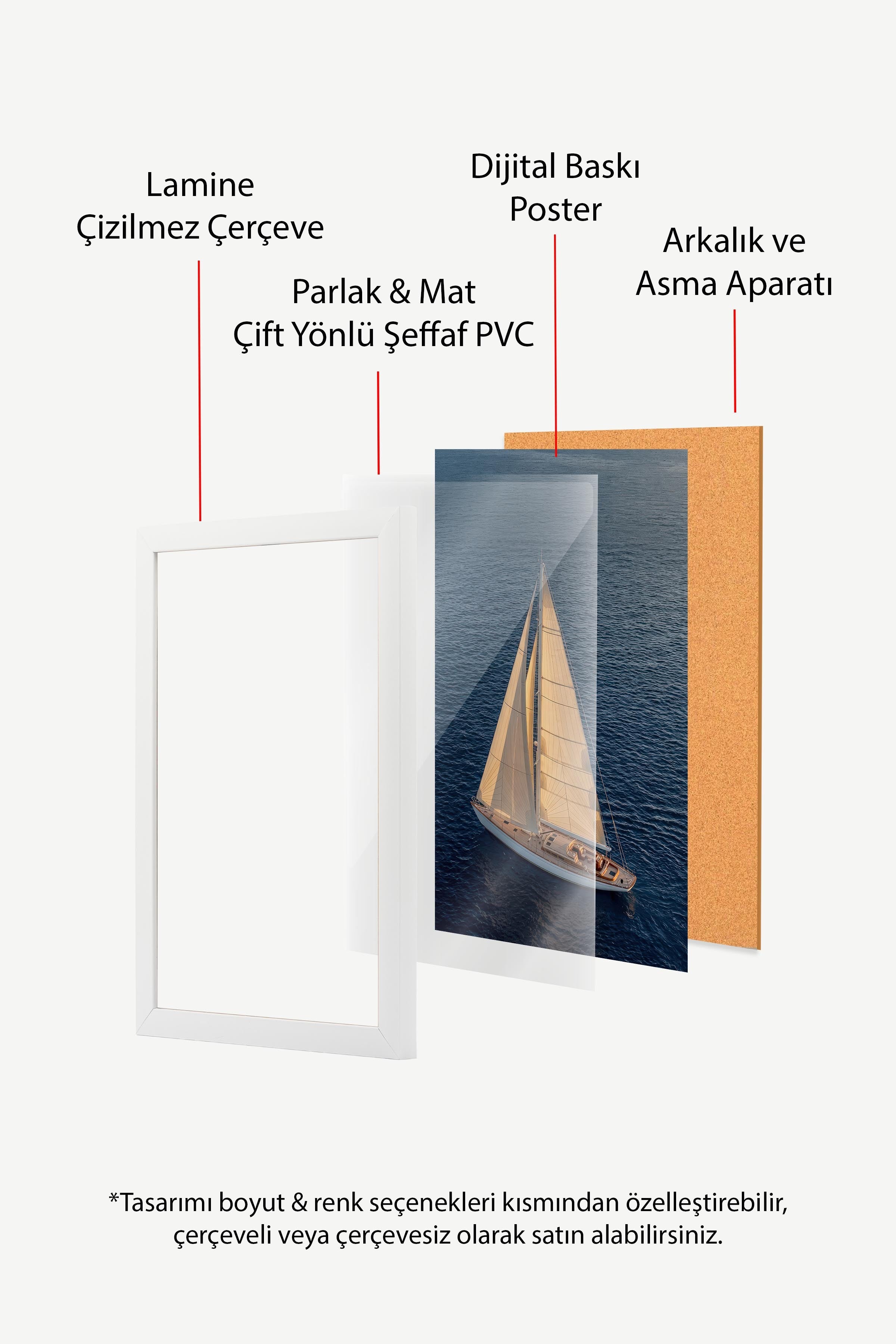 Yelkenli Posteri, Beyaz Çerçeveli Poster, Old Money Serisi, NO:113204