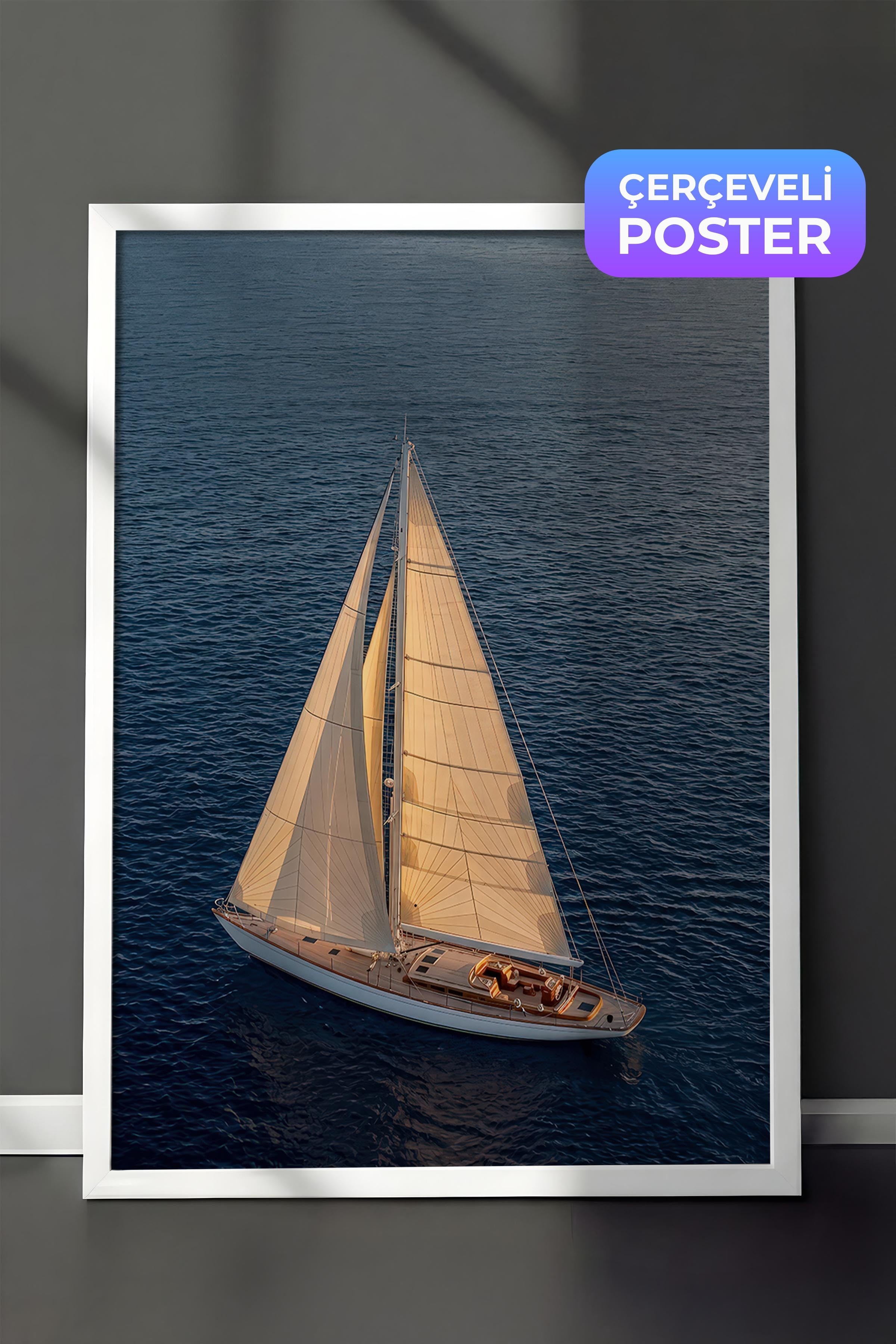 Yelkenli Posteri, Beyaz Çerçeveli Poster, Old Money Serisi, NO:113204