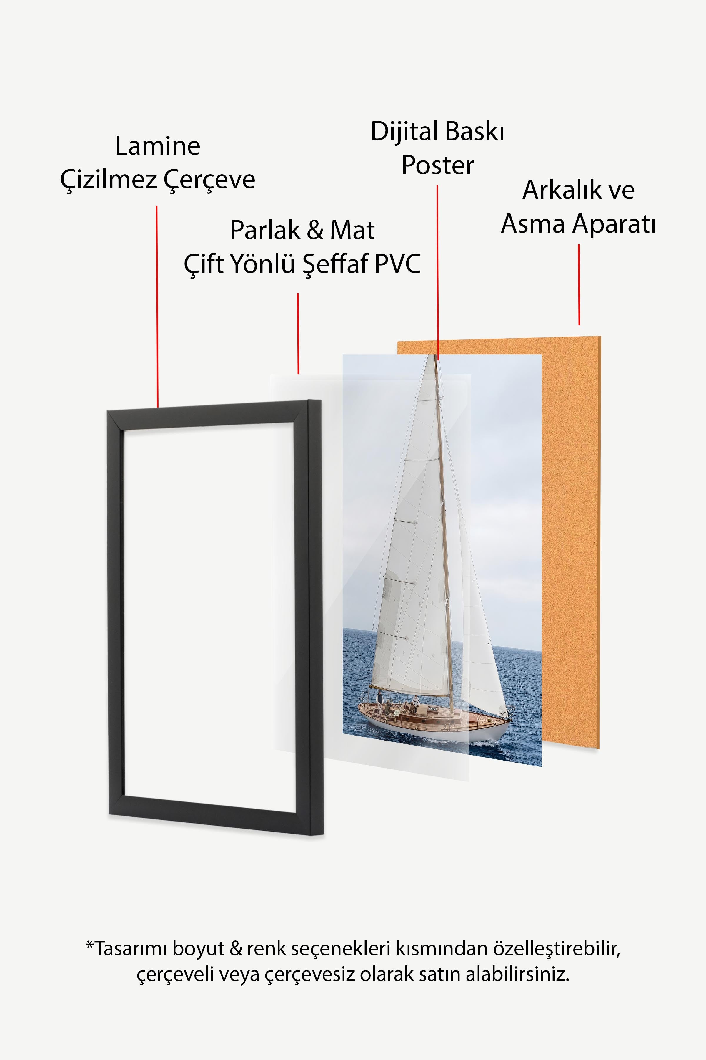 Yelkenli Tekne Posteri, Siyah Çerçeveli Poster, Old Money Serisi, NO:113161