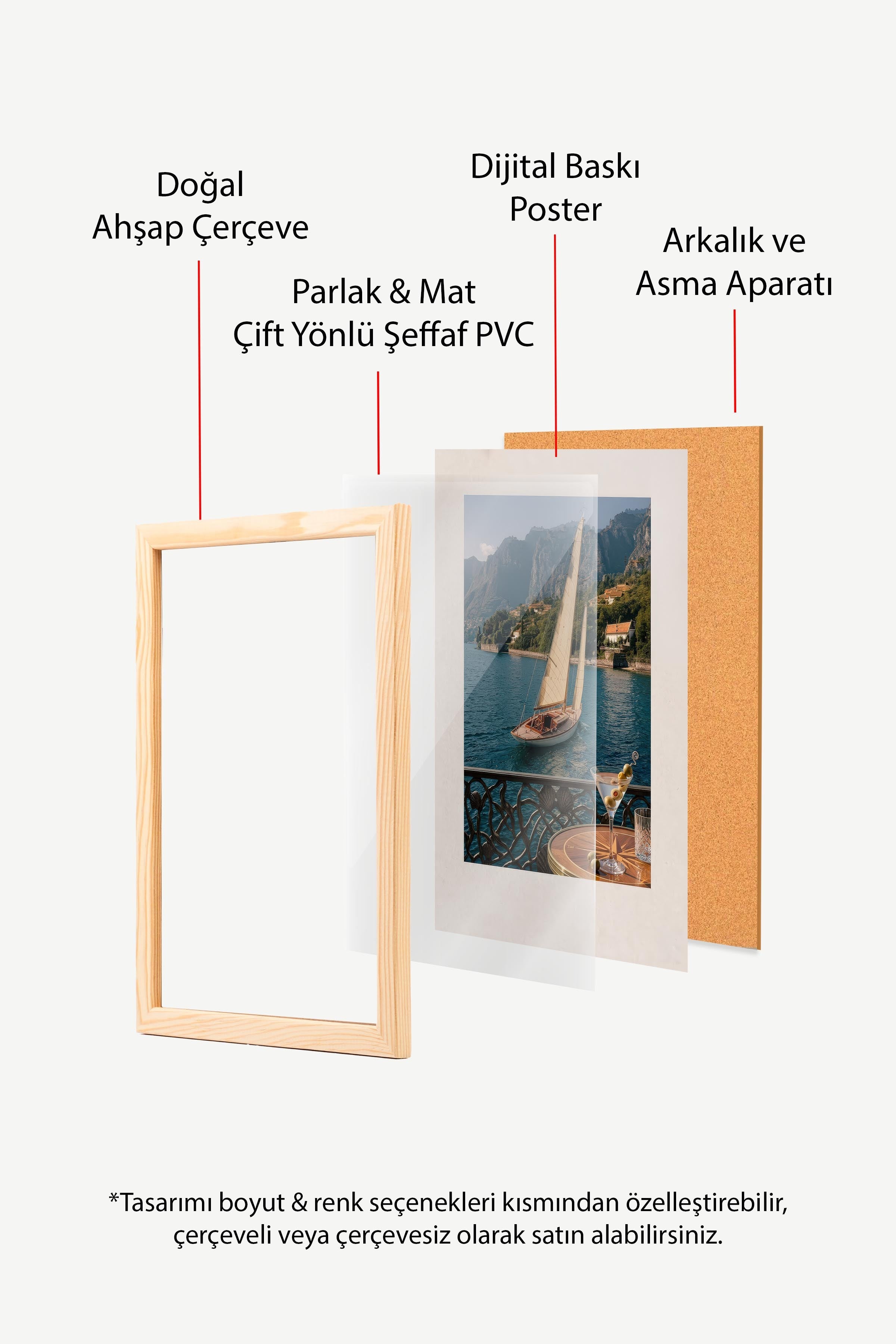 Yelkenli ve Deniz Manzarası Posteri, Ahşap Çerçeveli Poster, Old Money Serisi, NO:113140