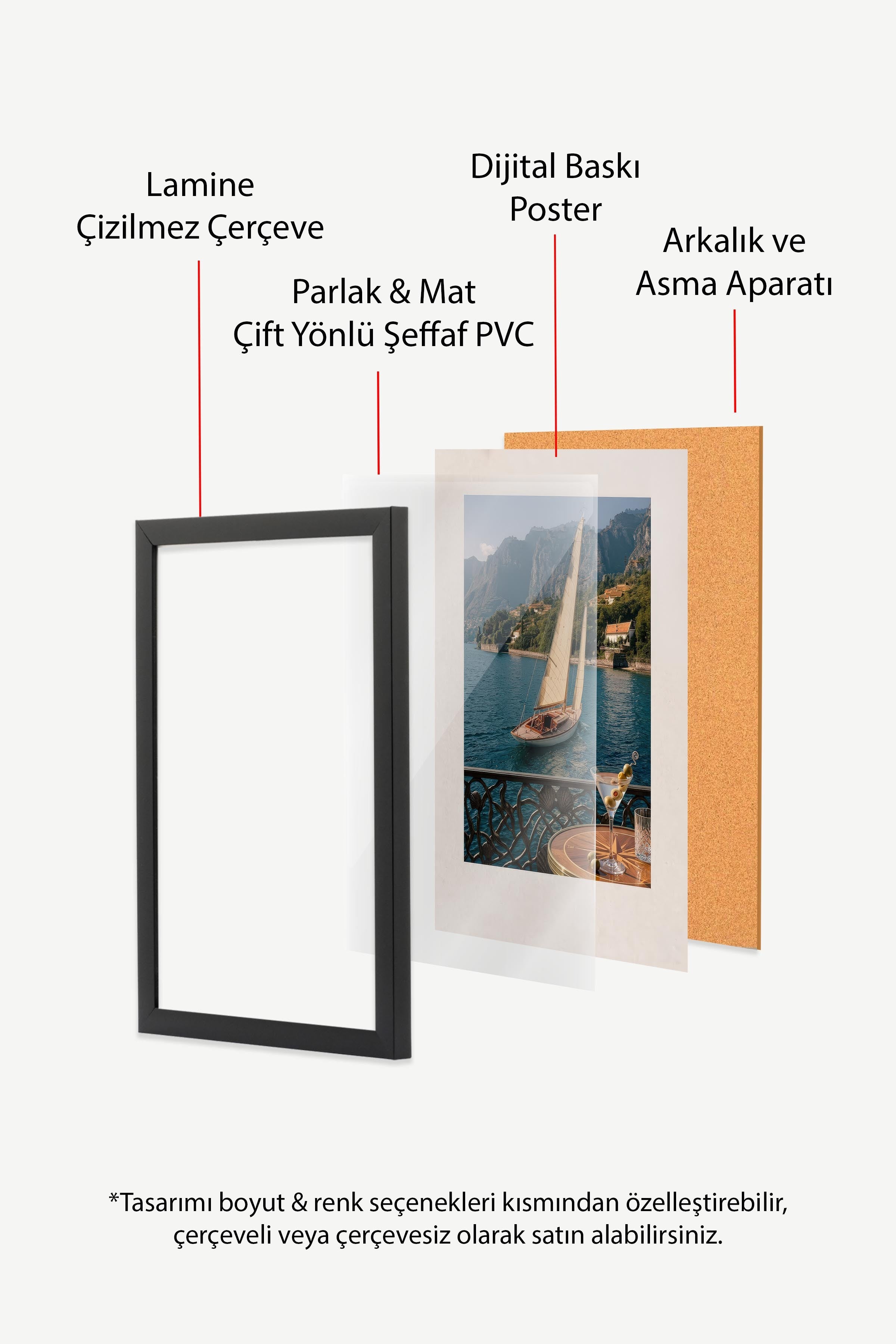 Yelkenli ve Deniz Manzarası Posteri, Siyah Çerçeveli Poster, Old Money Serisi, NO:113140
