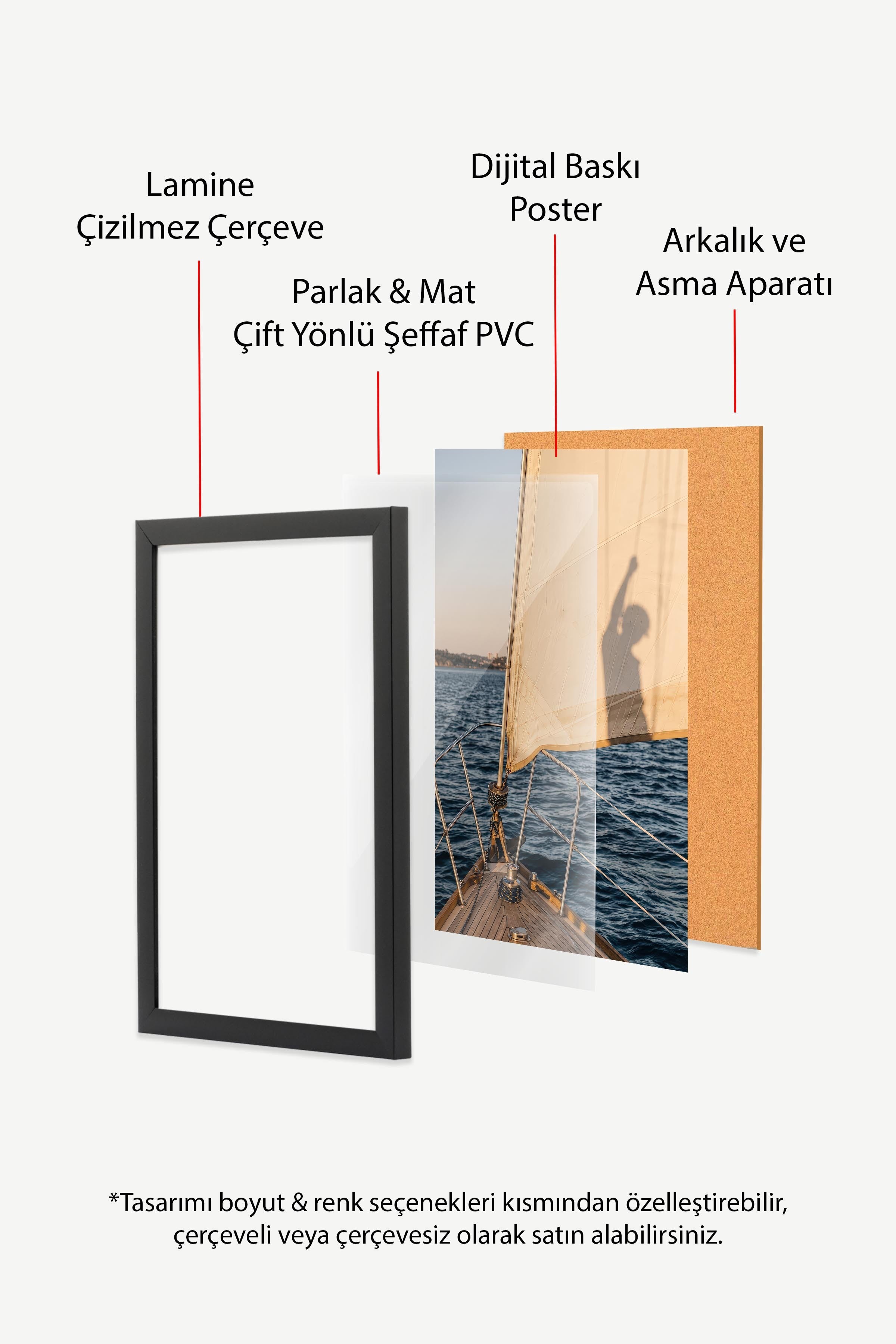 Yelkenli ve Deniz Posteri, Siyah Çerçeveli Poster, Old Money Serisi, NO:113171