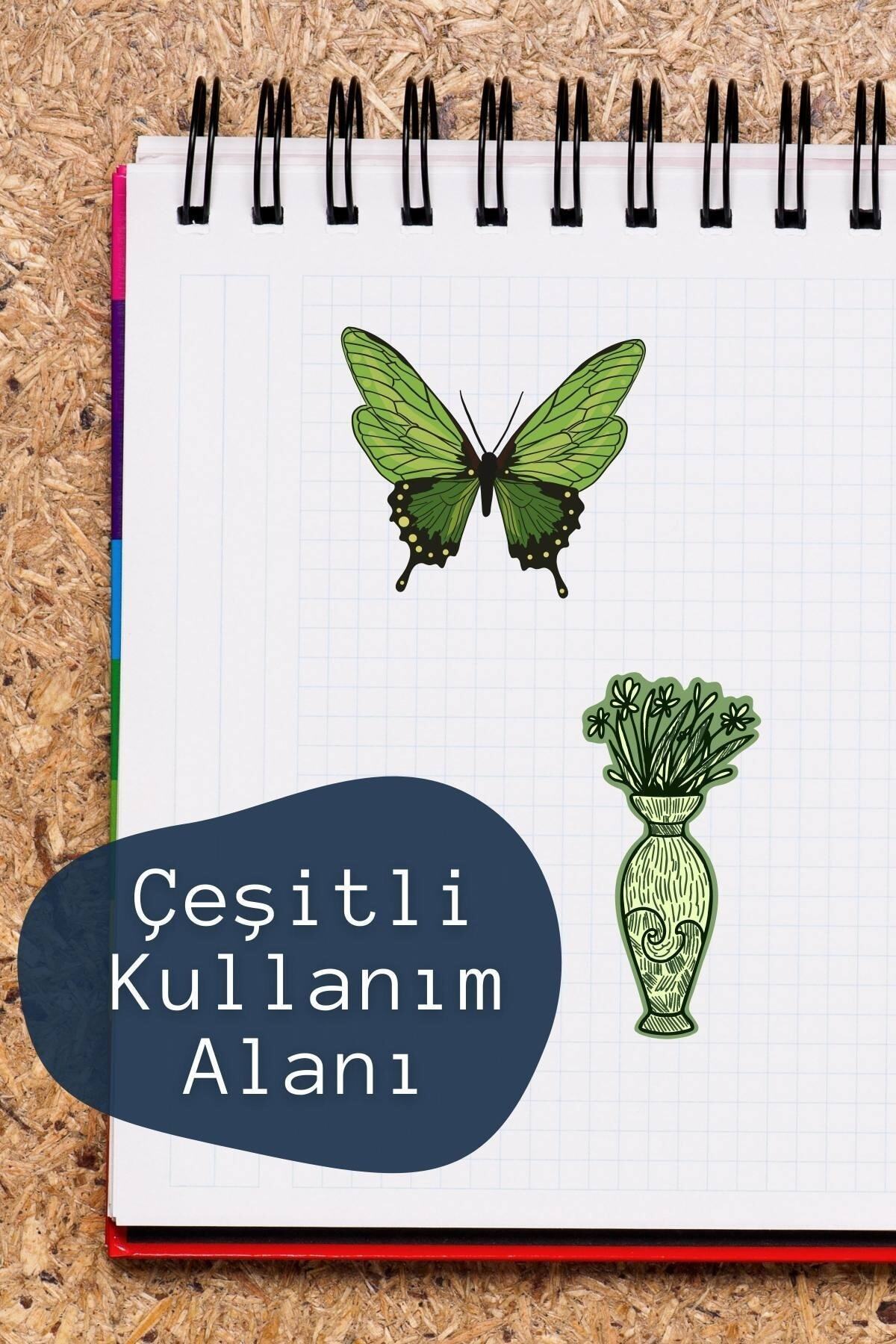 Yeşil Temalı Sticker Seti - 25 Adet Etiket Seti- Telefon, Tablet, Defter Laptop Uyumlu Etiket