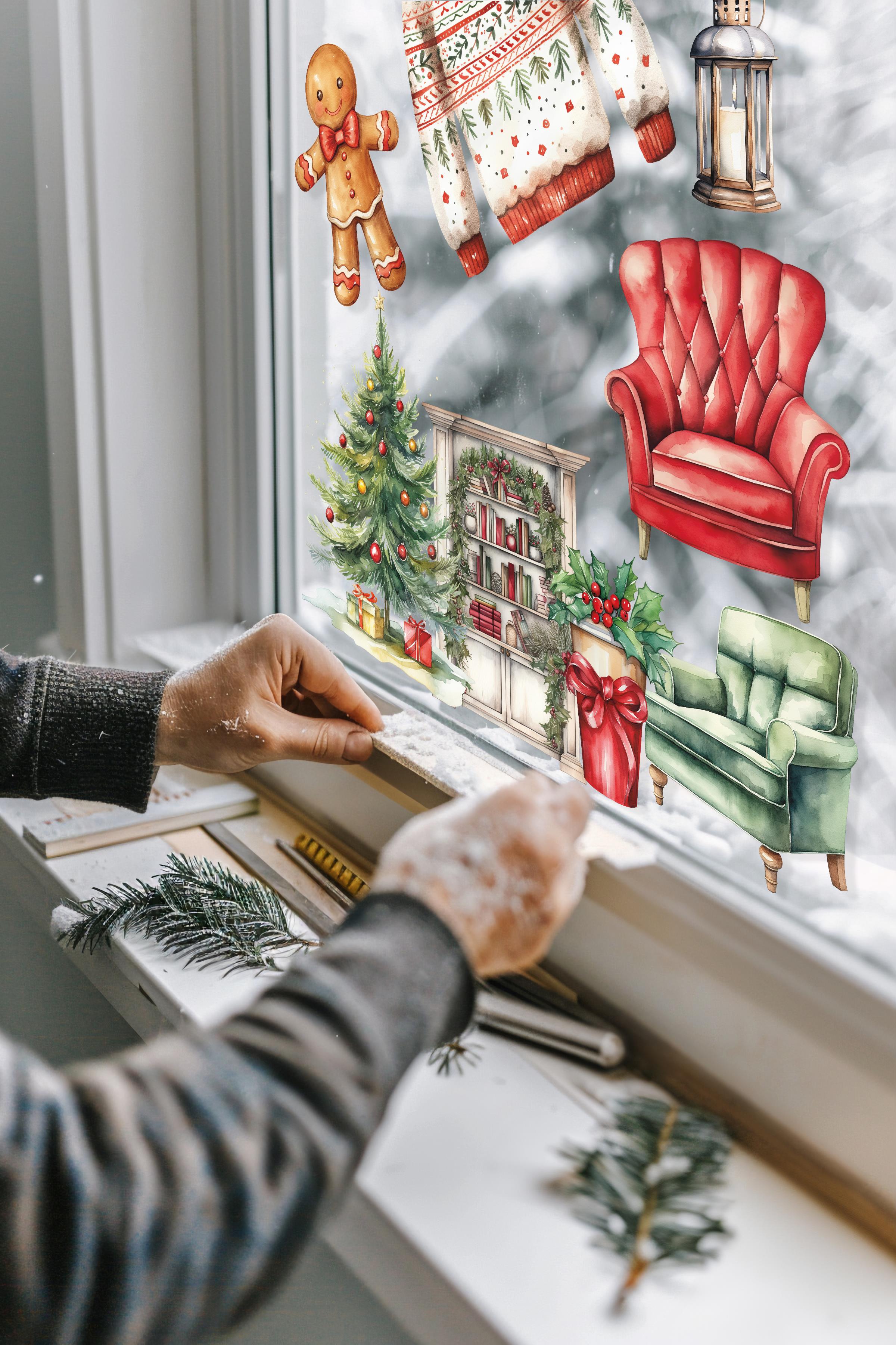 Yılbaşı Duvar Stickerı, Yılbaşı Süsü, Yılbaşı Dekoru, Yapışkanlı Duvar Stickerı, Yılbaşı Dekorasyon