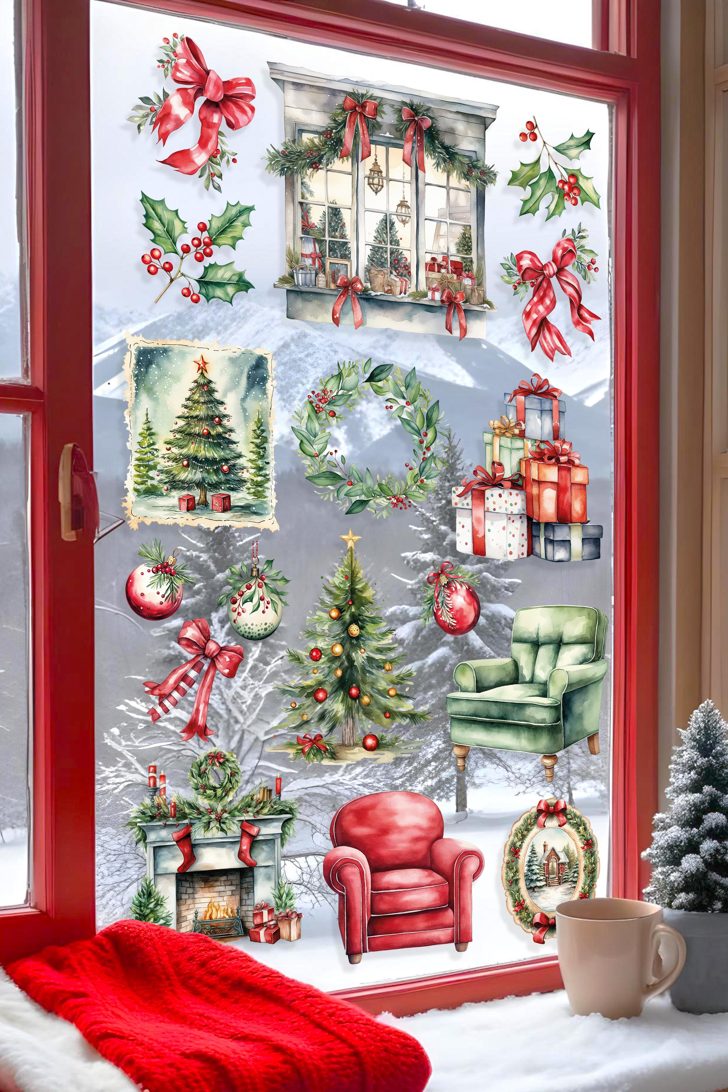 Yılbaşı Duvar Stickerı, Yılbaşı Süsü, Yılbaşı Dekoru, Yapışkanlı Duvar Stickerı, Yılbaşı Dekorasyon