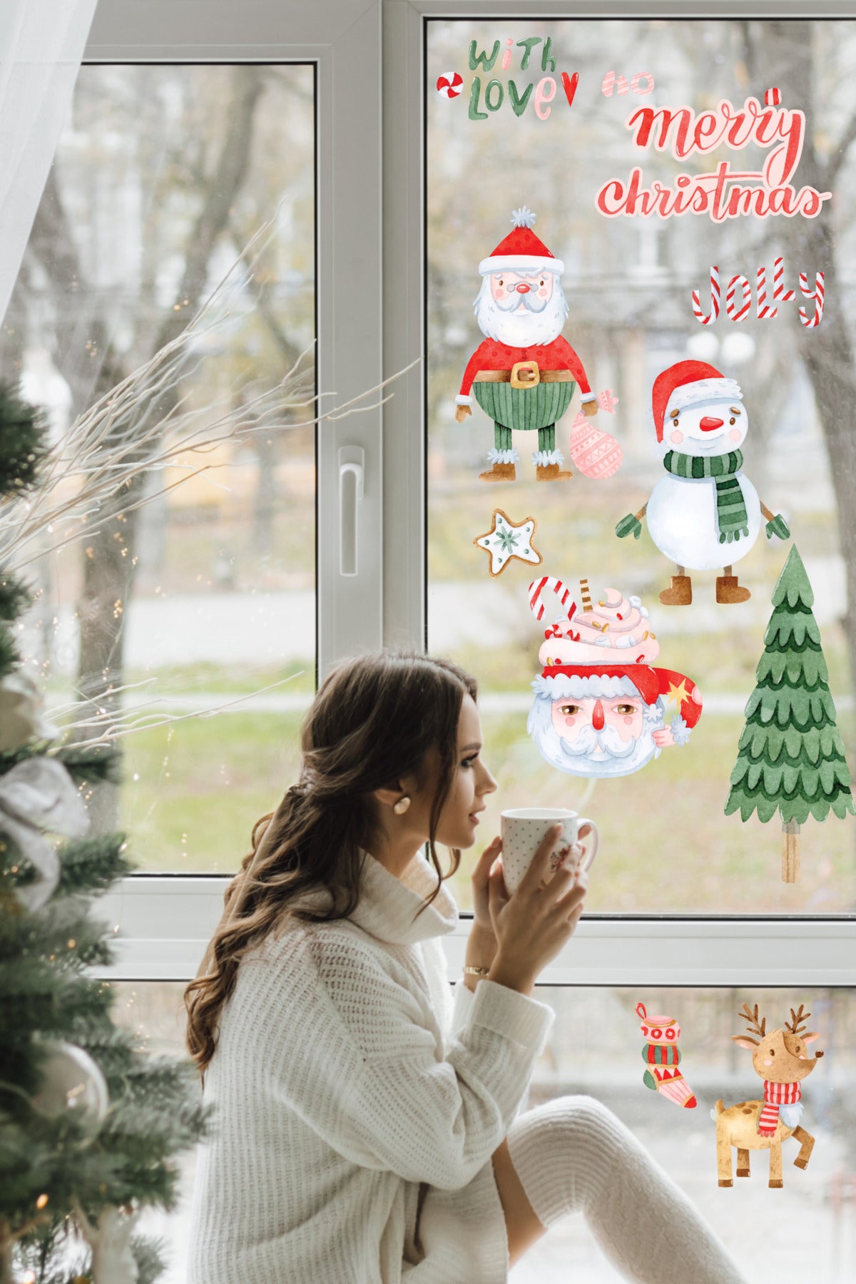 Yılbaşı Sticker Seti, Estetik Yılbaşı Süsü, Yılbaşı Dekoru, Kapı, Duvar Ve Cam Dekorasyon Stickerı