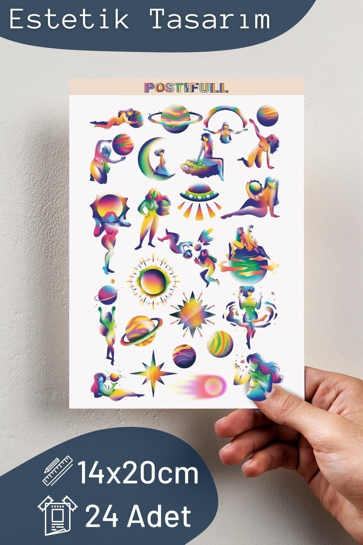 Yoga Temalı Sticker Seti - 24 Adet Etiket Seti- Telefon, Tablet, Defter Laptop Uyumlu Etiket