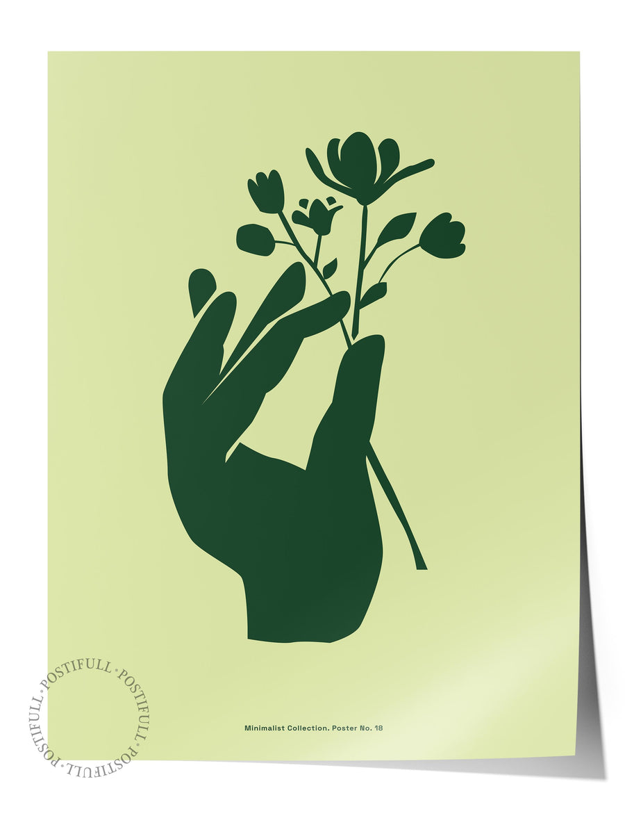 El ve Çiçek Silüeti Çerçevesiz Poster